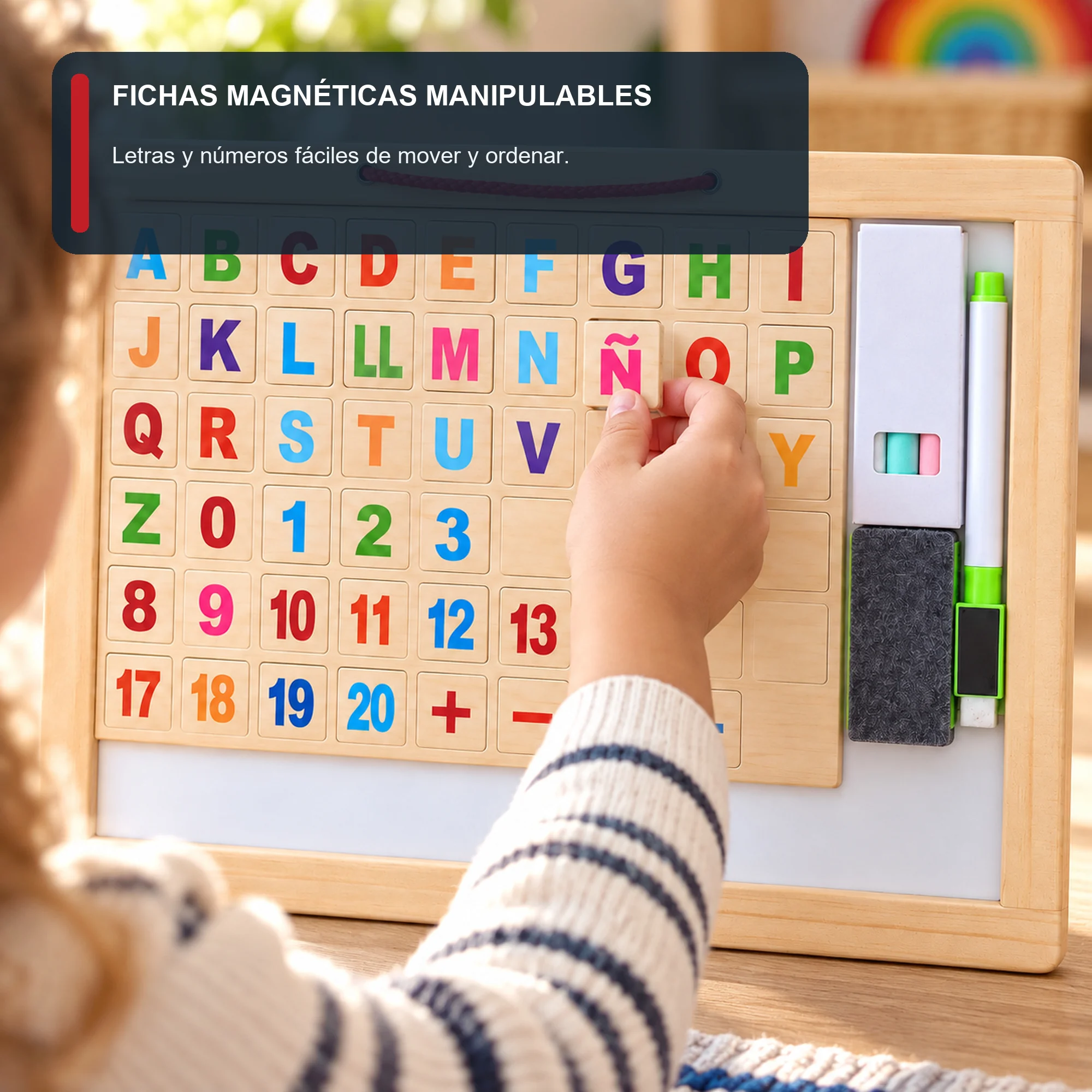 Pizarra Magnética Educativa en Español, 90 Piezas, 31 × 20 cm