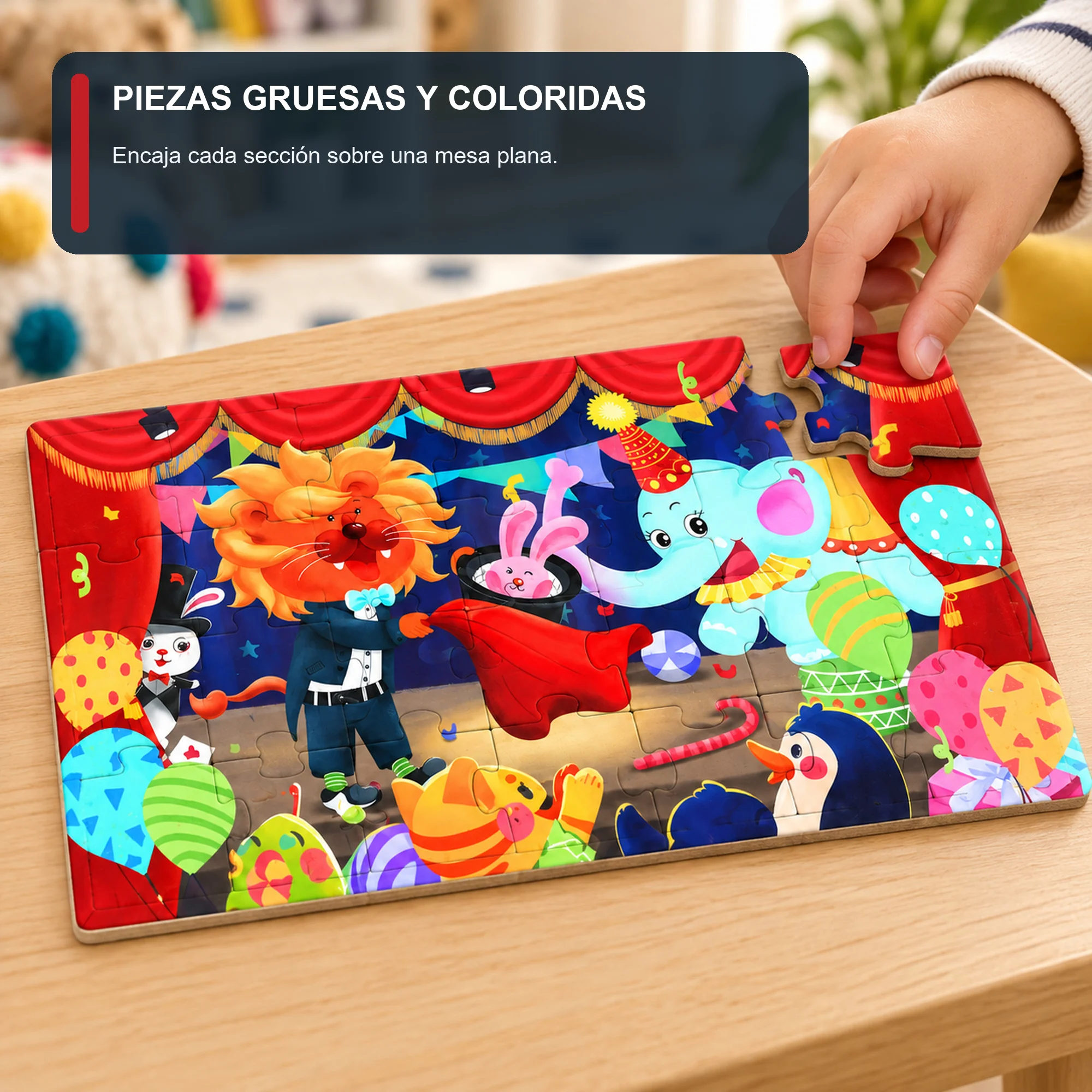 Puzzle Infantil de 28 Piezas con Show de Circo, 27 × 15,5 cm