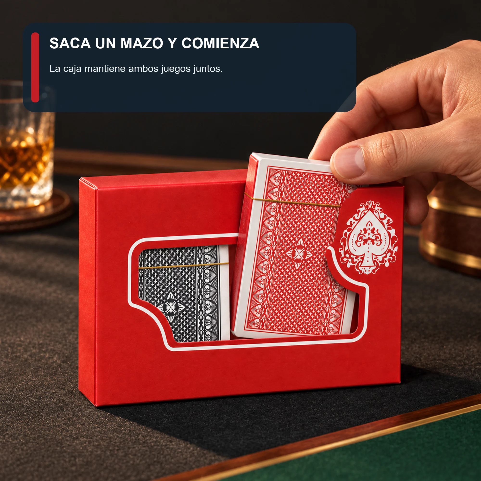 Set de 2 Mazos de Cartas de Póker Plastificadas con Caja