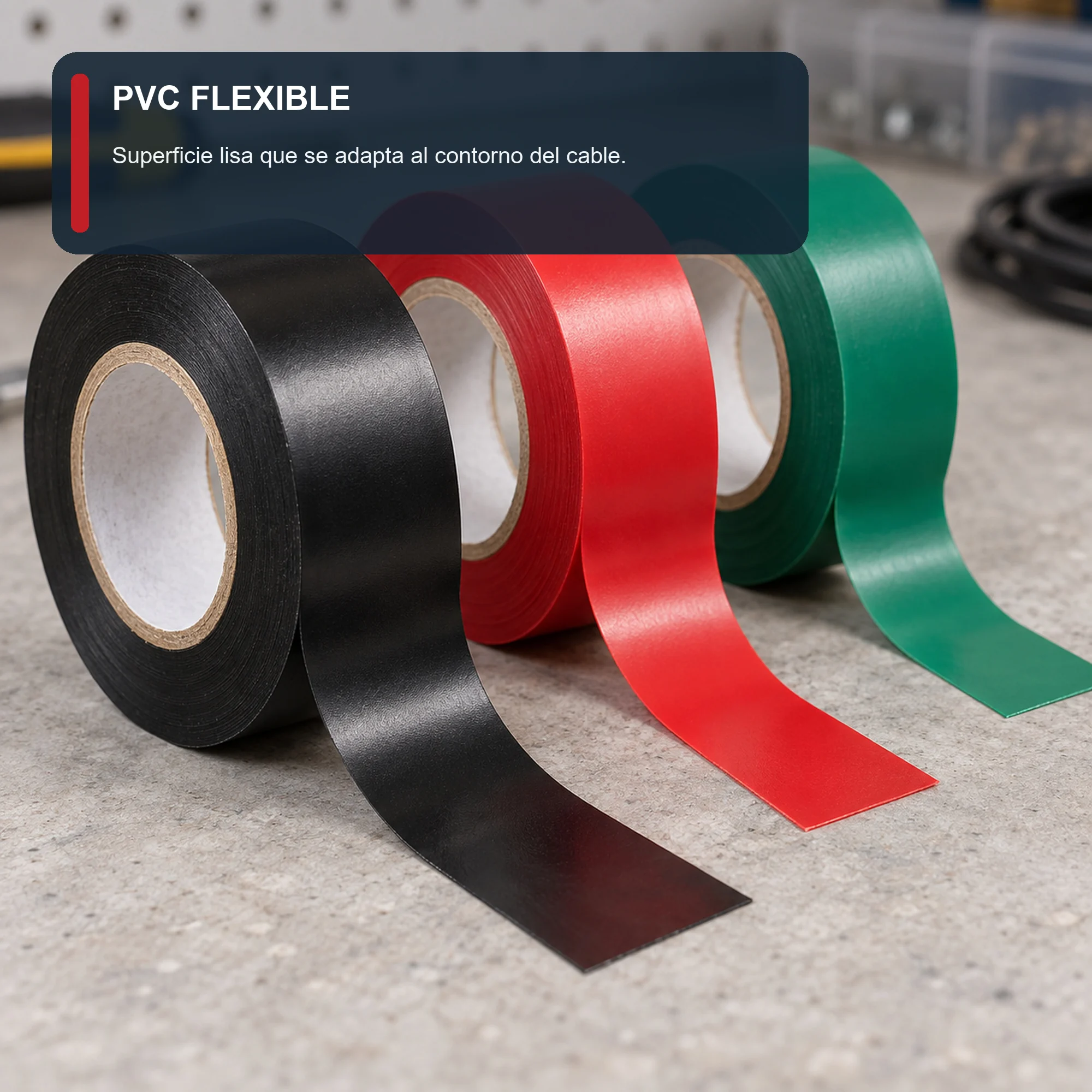 Set de 3 Cintas Aisladoras de PVC, 19 mm × Aprox. 6 m