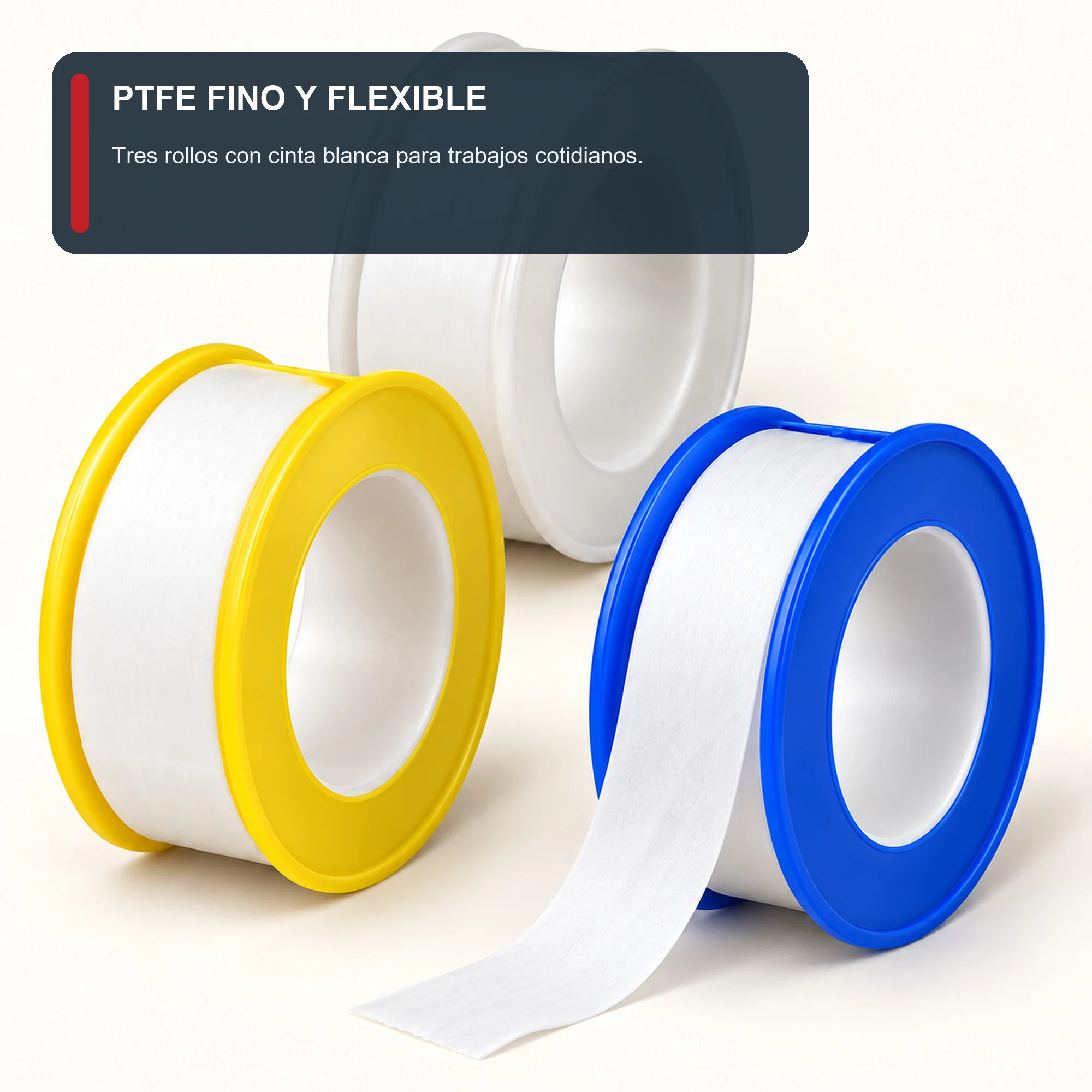 Set de 3 Cintas Selladoras de PTFE, 12 mm × 10 m