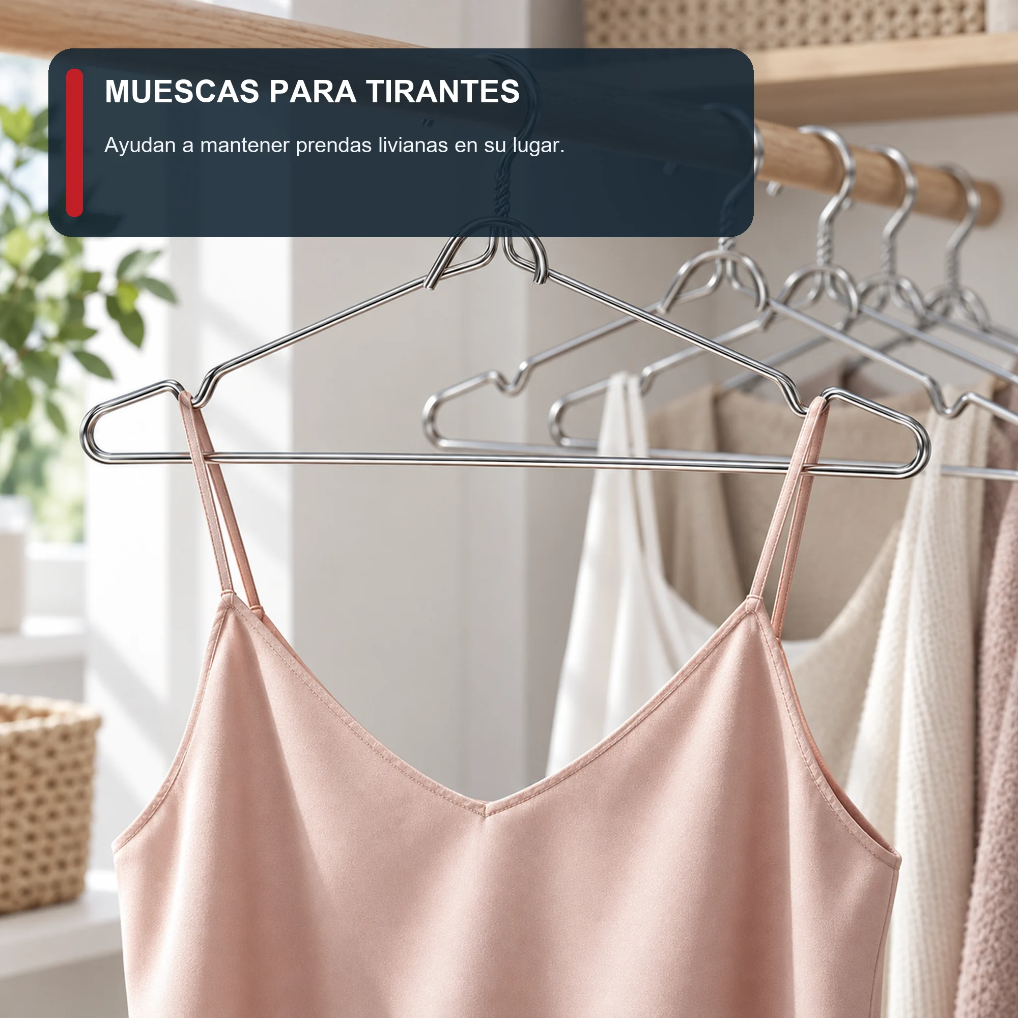 Set de 5 Colgadores Metálicos con Muescas de 40 cm