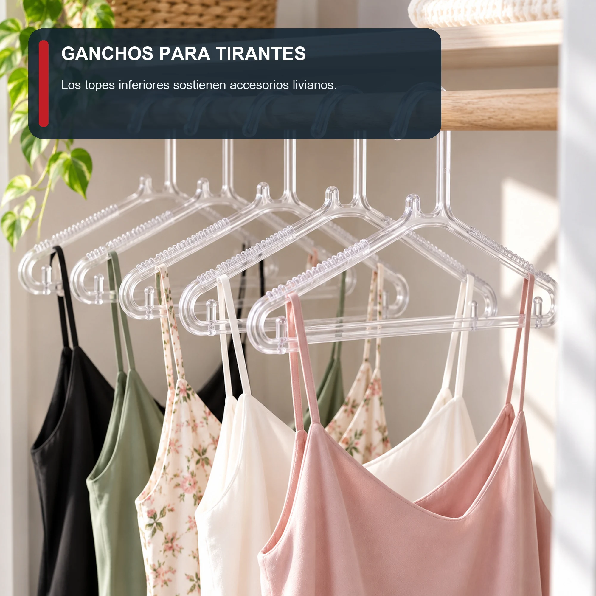 Set de 5 Colgadores Transparentes de 37 cm