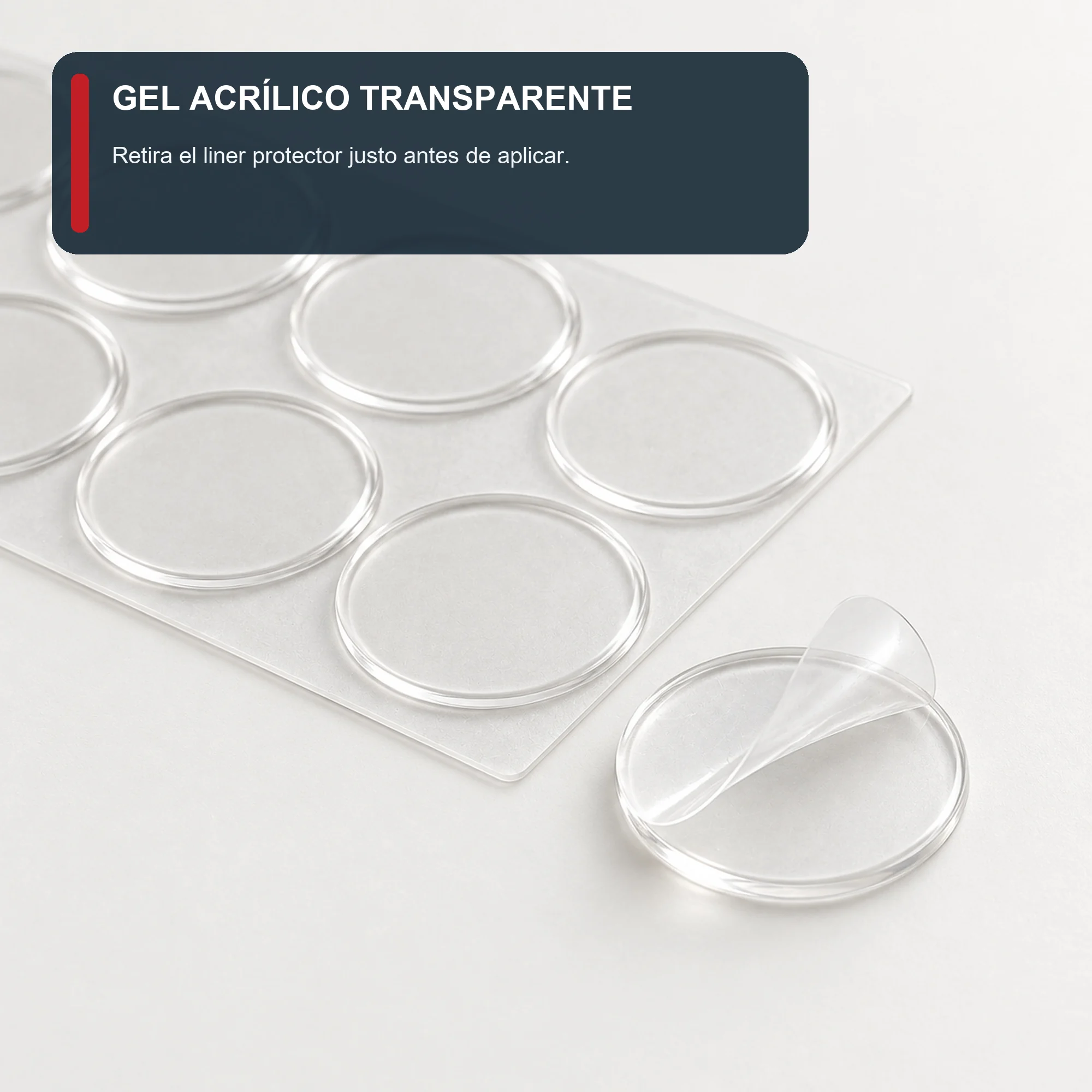 Set de 8 Almohadillas Adhesivas Acrílicas Transparentes Redondas, 30 mm