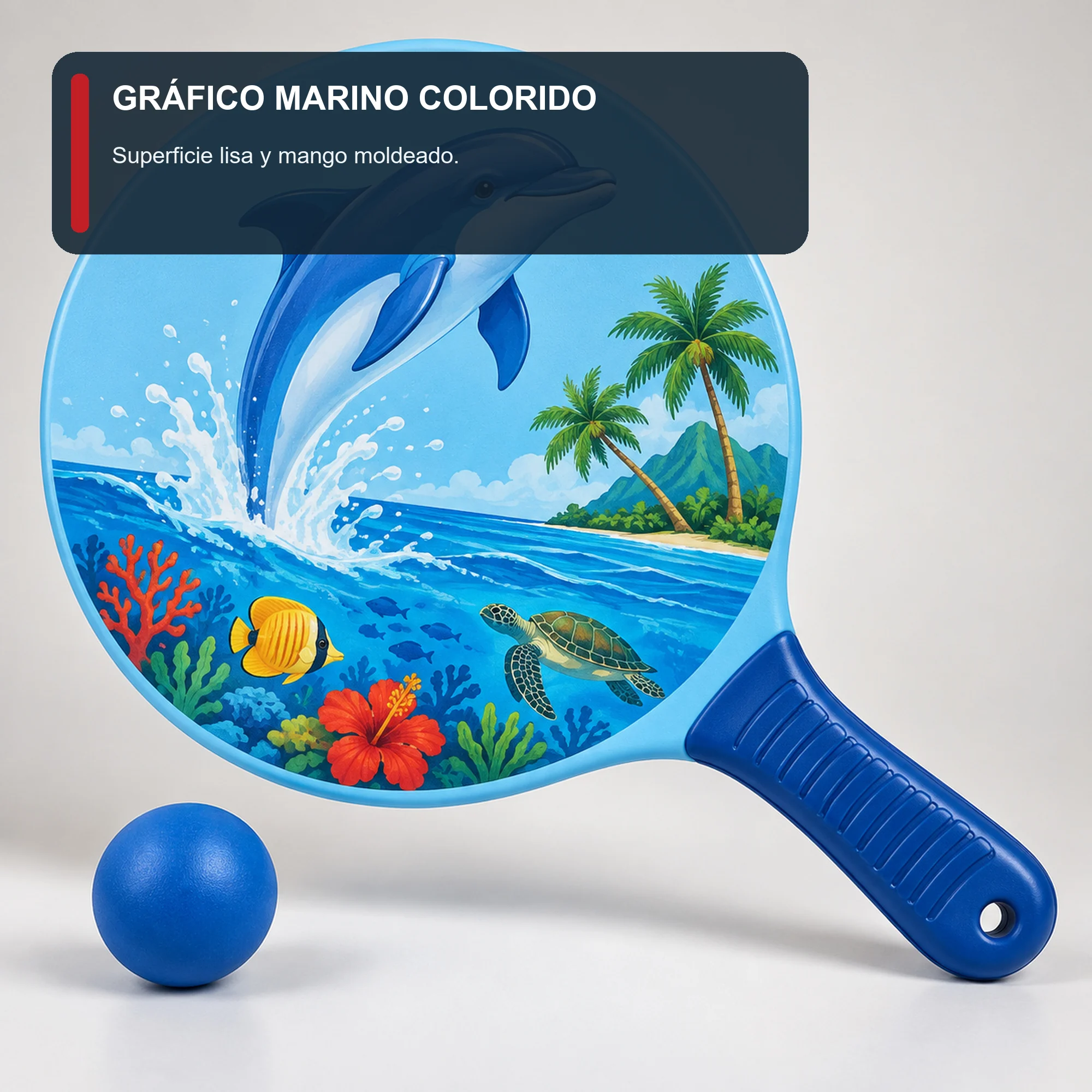 Set de Paletas de Playa Delfines con Pelota, 38 cm