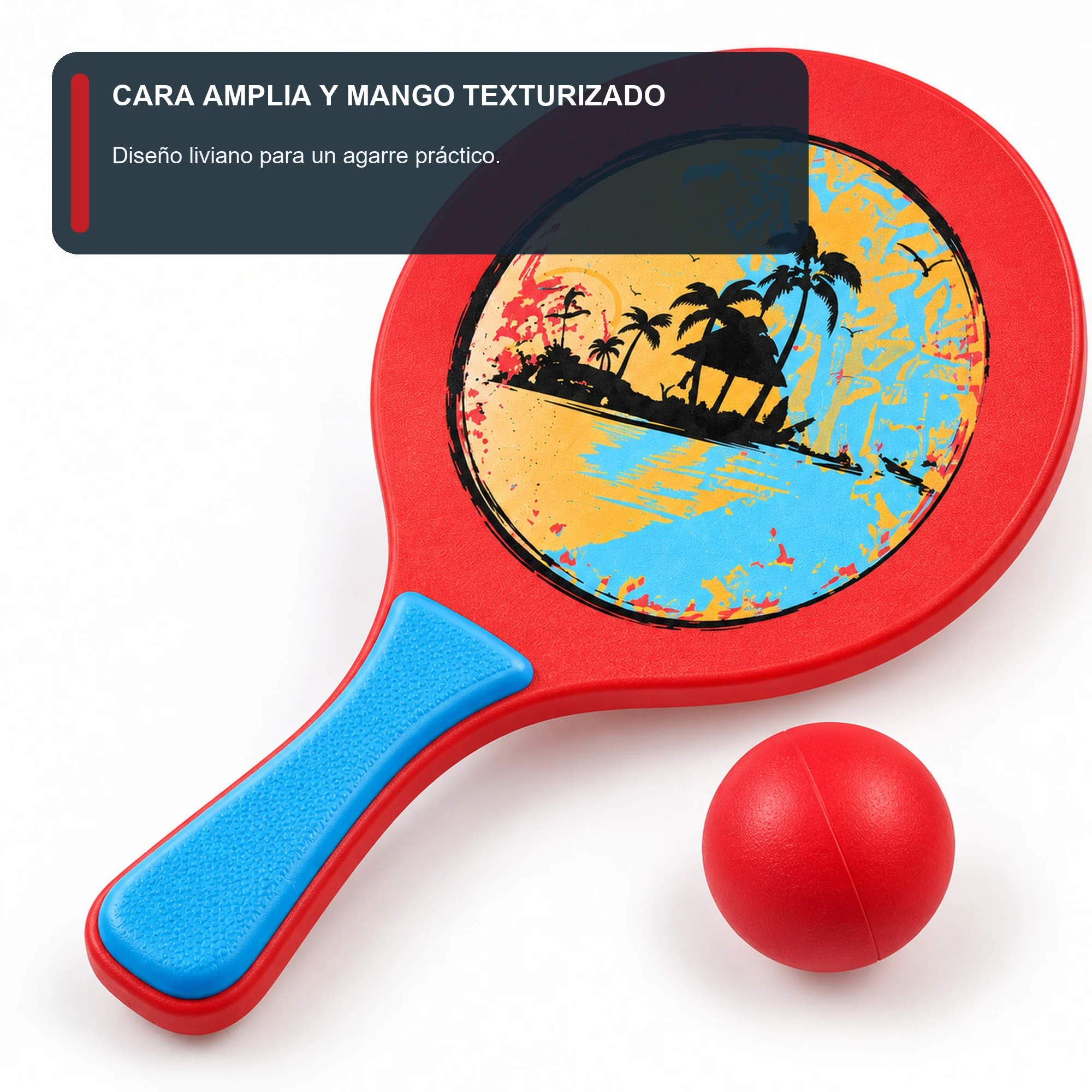 Set de Paletas de Playa Rojas con Pelota, 38 cm