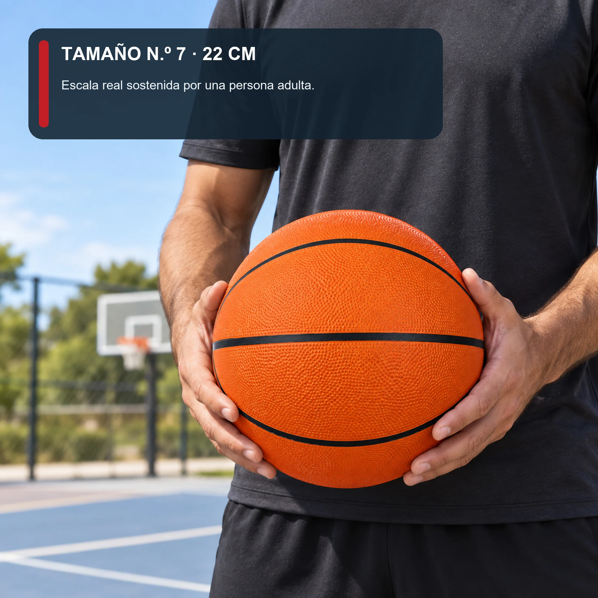 Balón de Básquetbol Naranja N.º 7, 22 cm