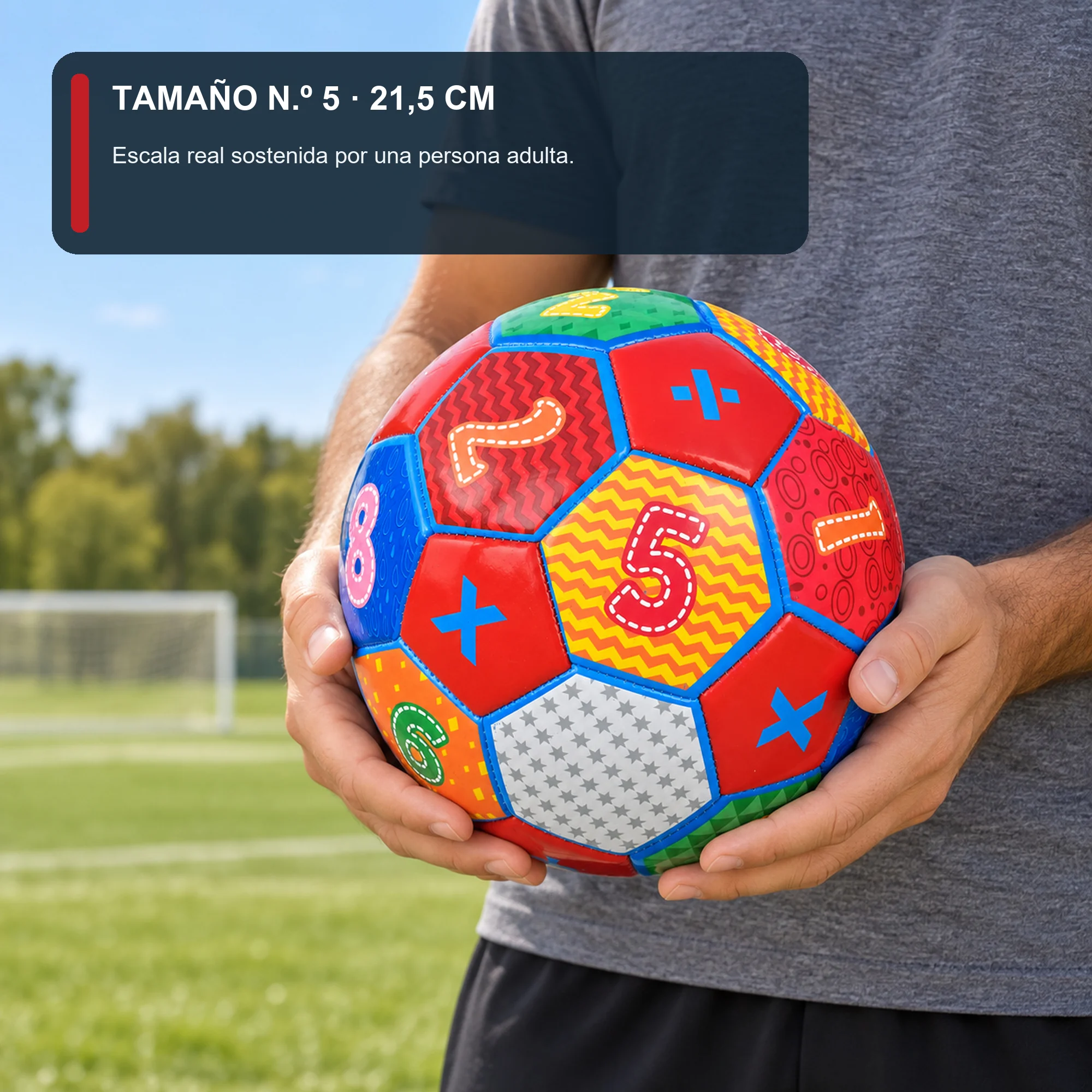 Balón de Fútbol Números Colorido N.º 5, 21,5 cm