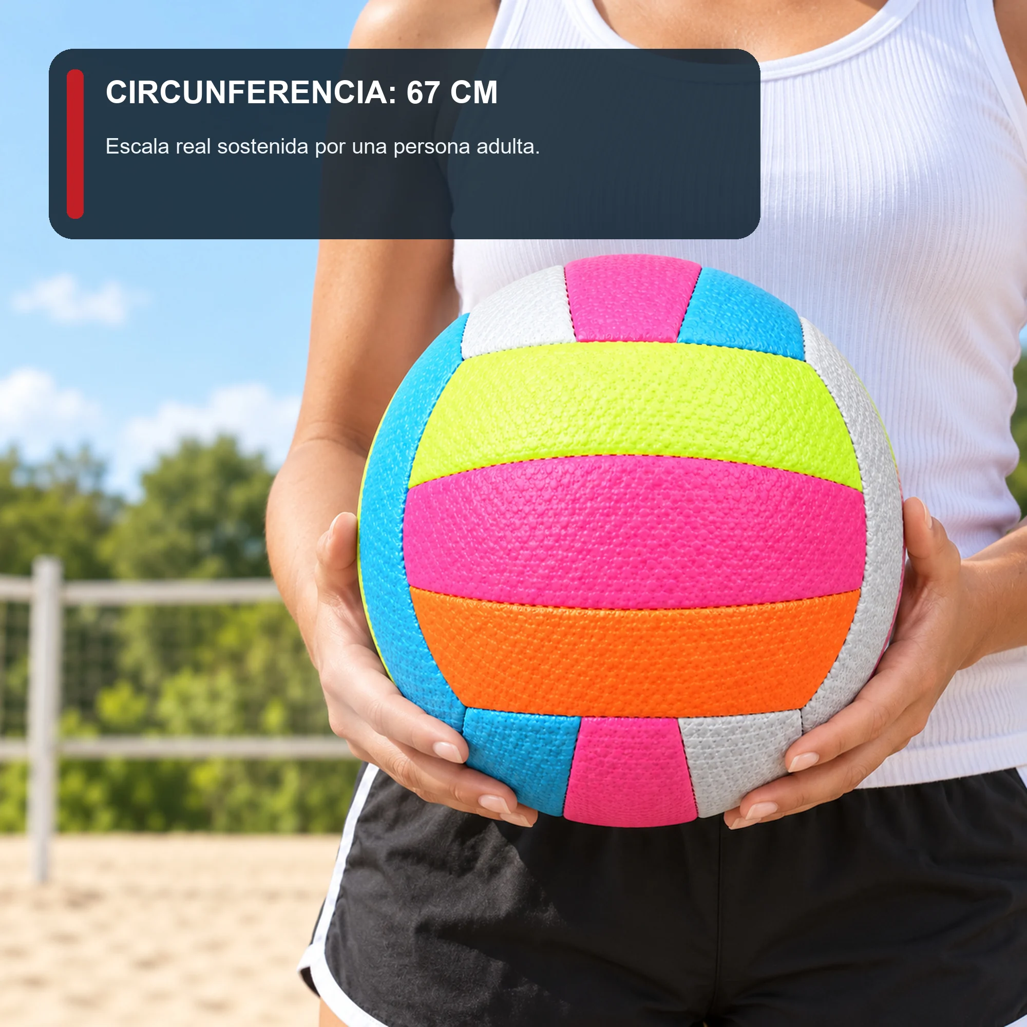 Balón de Vóleibol Multicolor, Circunferencia 67 cm