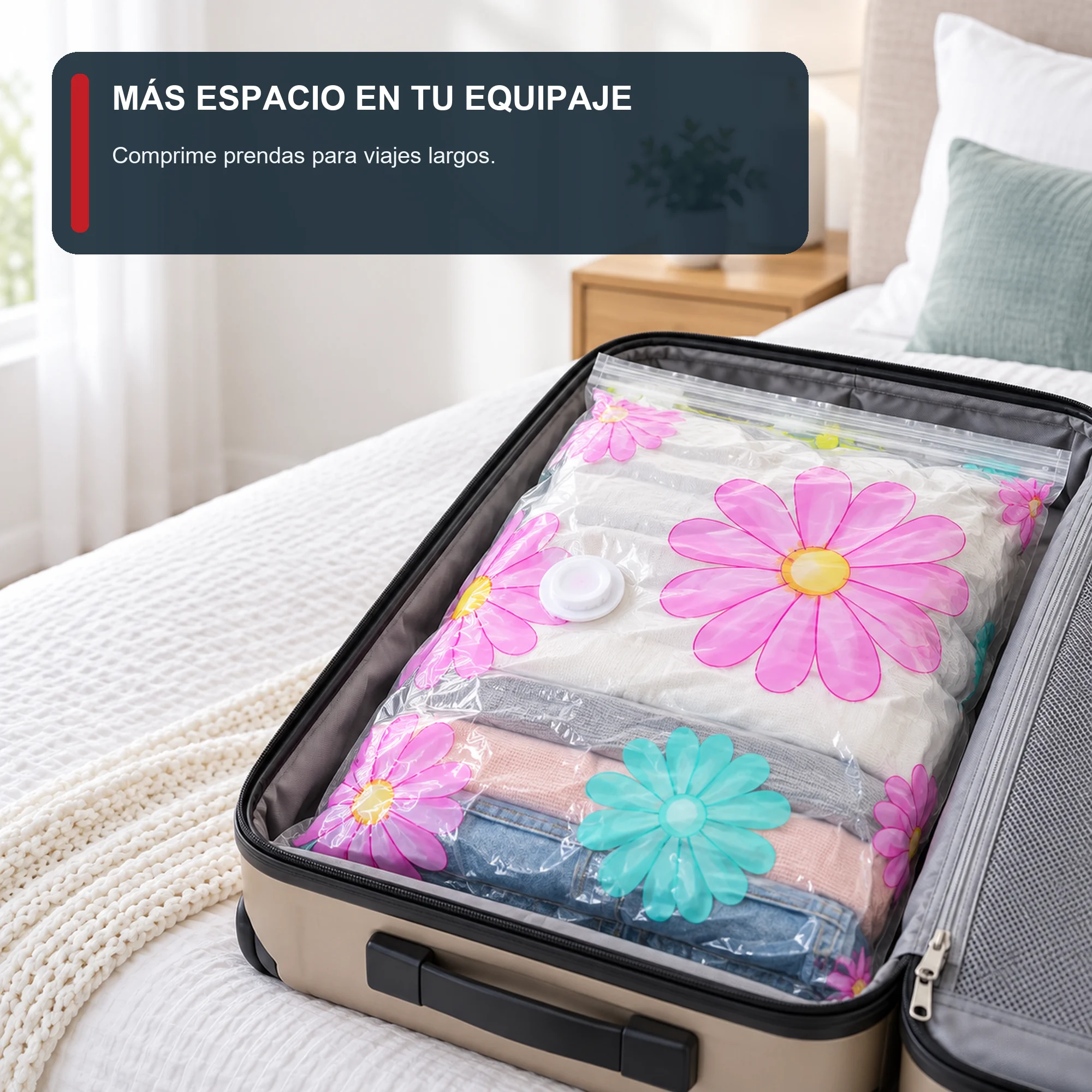 Bolsa de Compresión al Vacío Estampada para Ropa, 60 × 80 cm, 1 Unidad