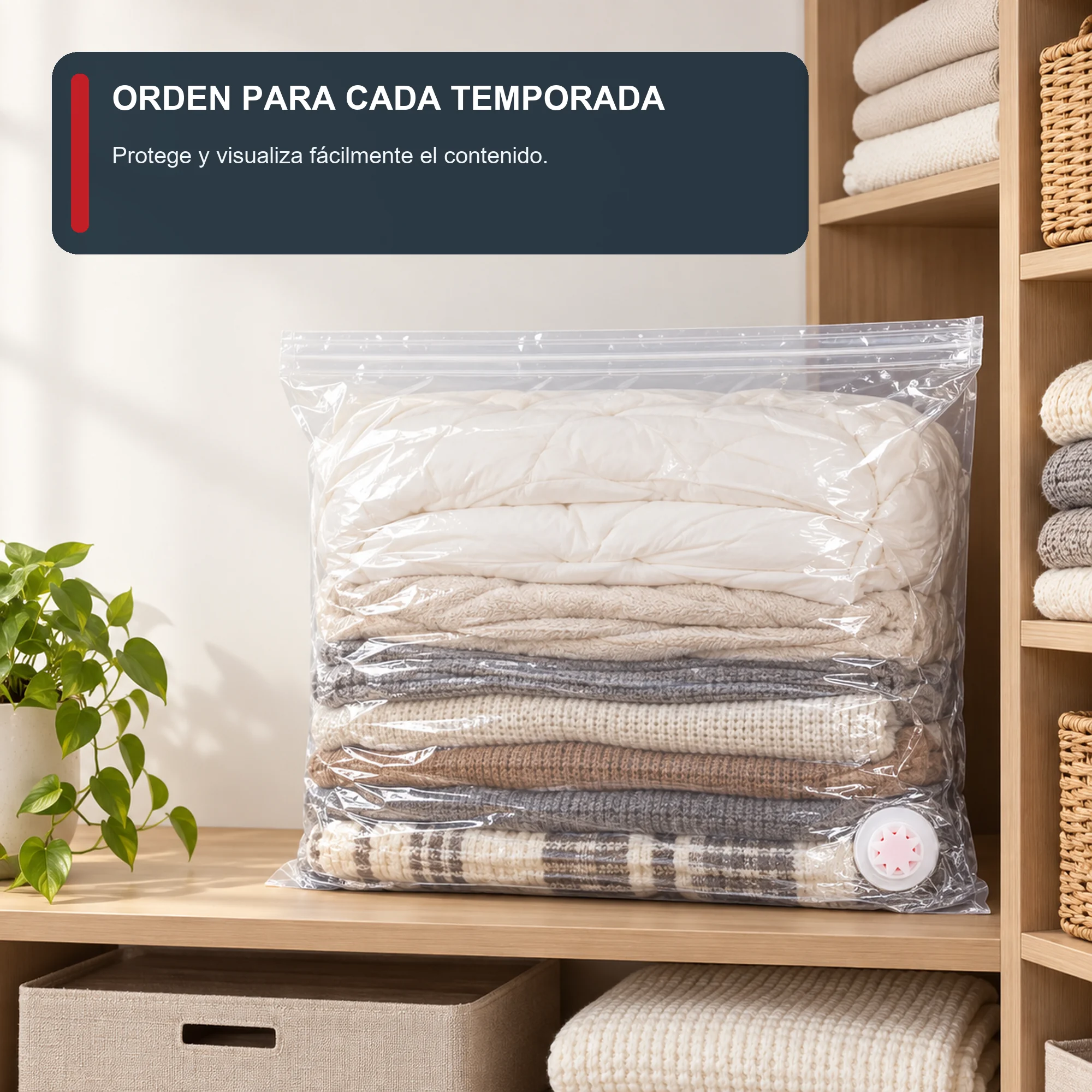 Bolsa de Compresión al Vacío Transparente Extra Grande, 70 × 110 cm, 1 Unidad