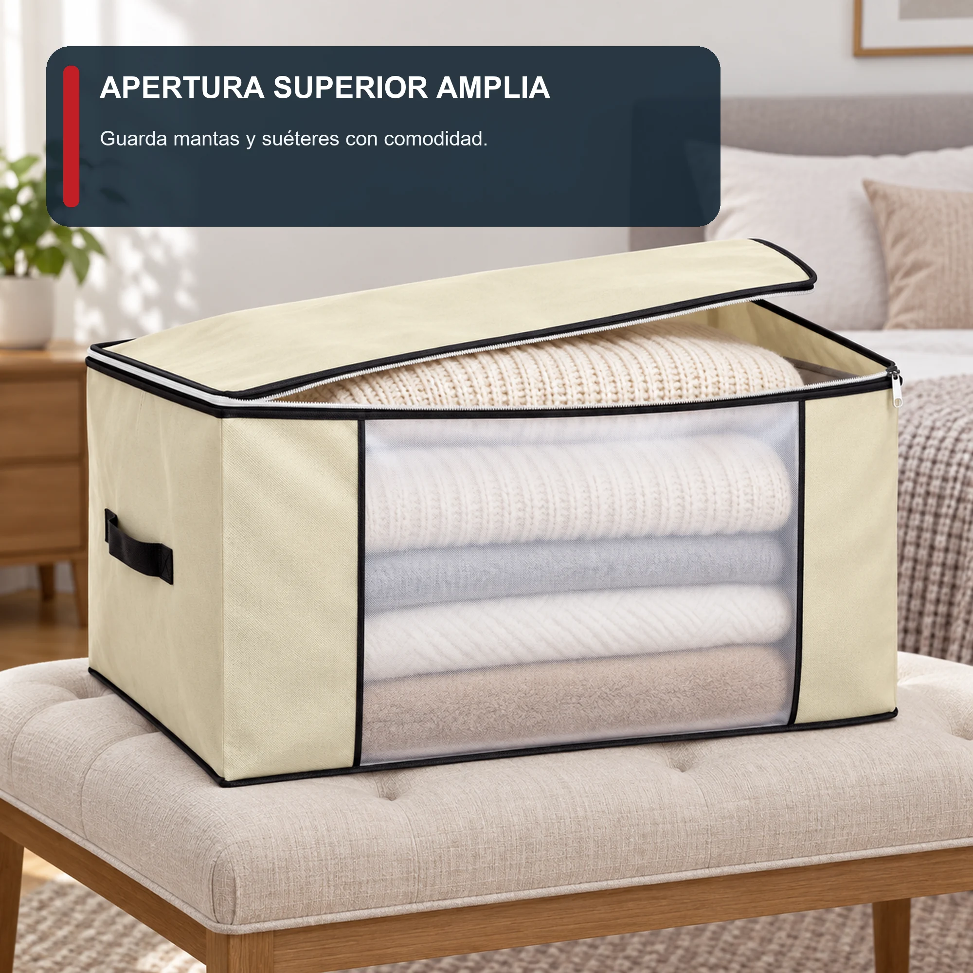 Bolsa Multiuso Organizadora Grande de Tela No Tejida, 60 × 45 × 30 cm, 1 Unidad