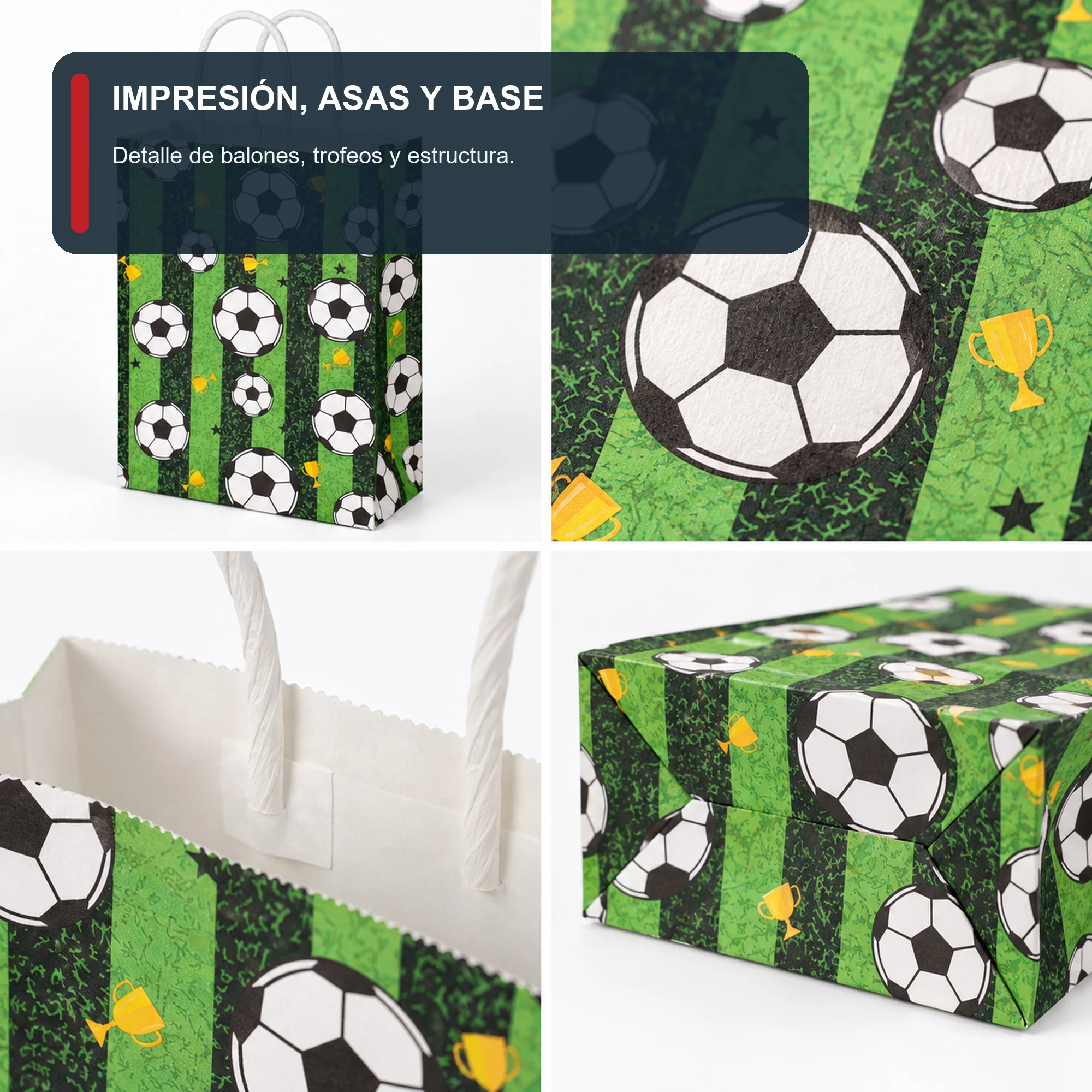 Bolsa de Regalo de Papel Deportiva Estampada con Diseño De Fútbol, 15 × 21 × 8 cm, Diseños Surtidos