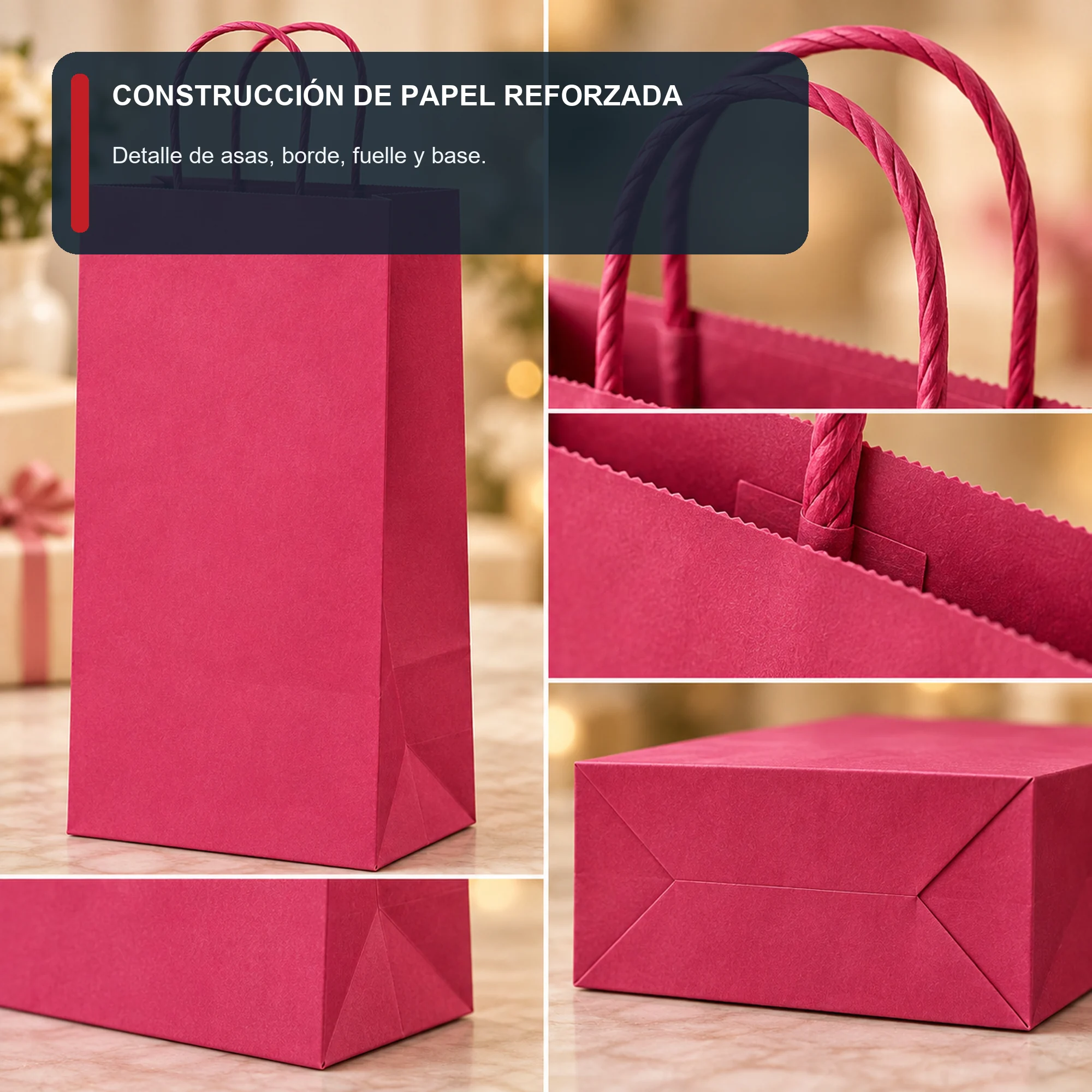 Bolsa de Regalo de Papel Liso con Asas Trenzadas, 31 × 42 × 11,5 cm, Colores Surtidos