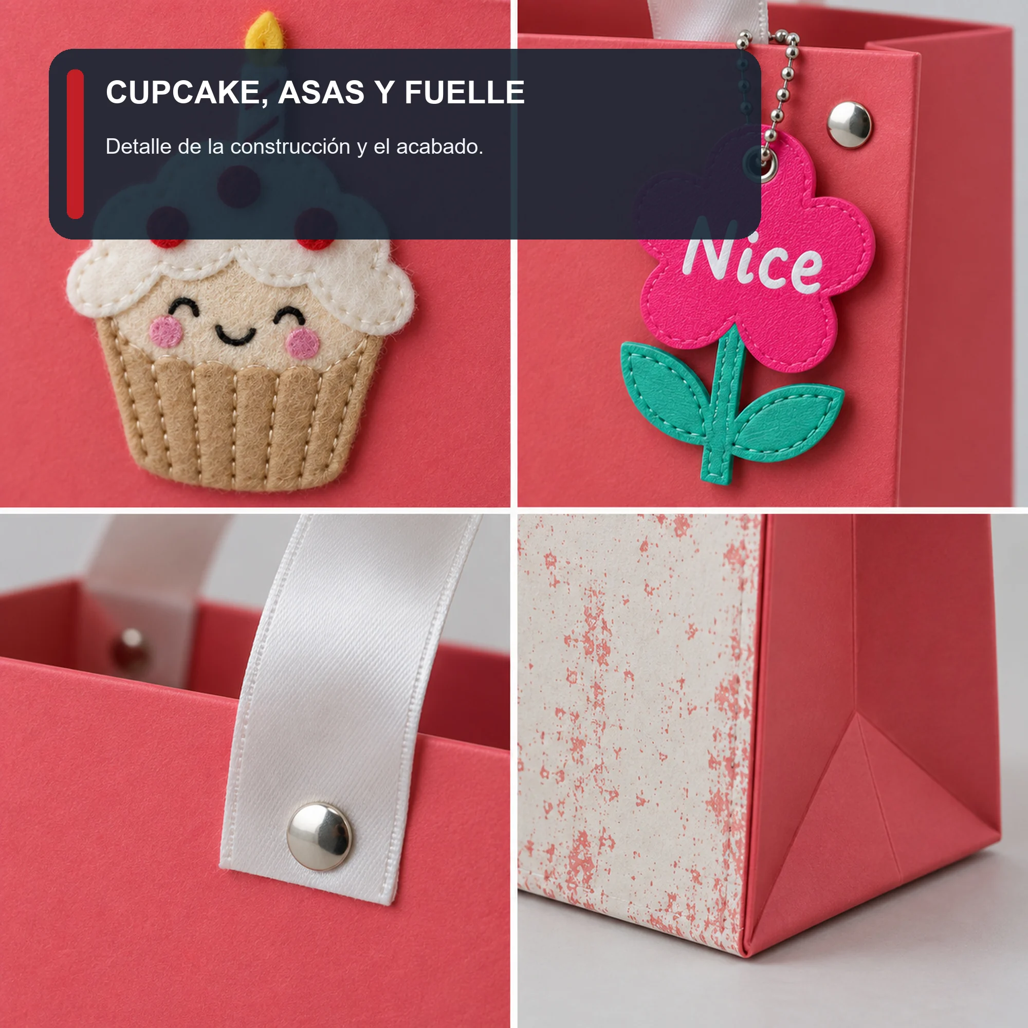 Bolsa de Regalo Rígida Ancha Con Cupcake con Formato Ancho Con Cupcake, 32 × 25,5 × 15 cm