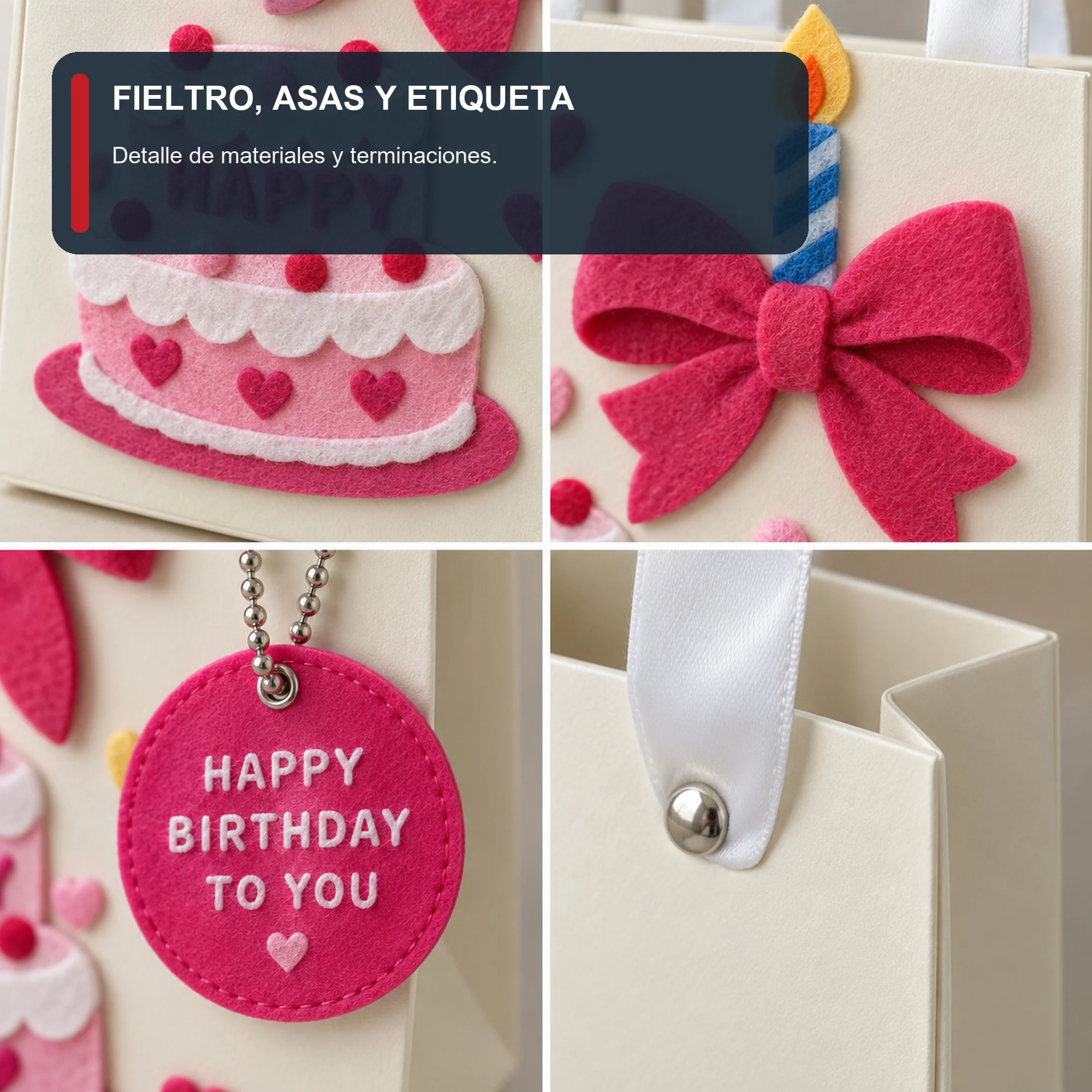 Bolsa de Regalo Bolsa Rígida Ancha De Cumpleaños, 24,5 × 19,5 × 9,5 cm