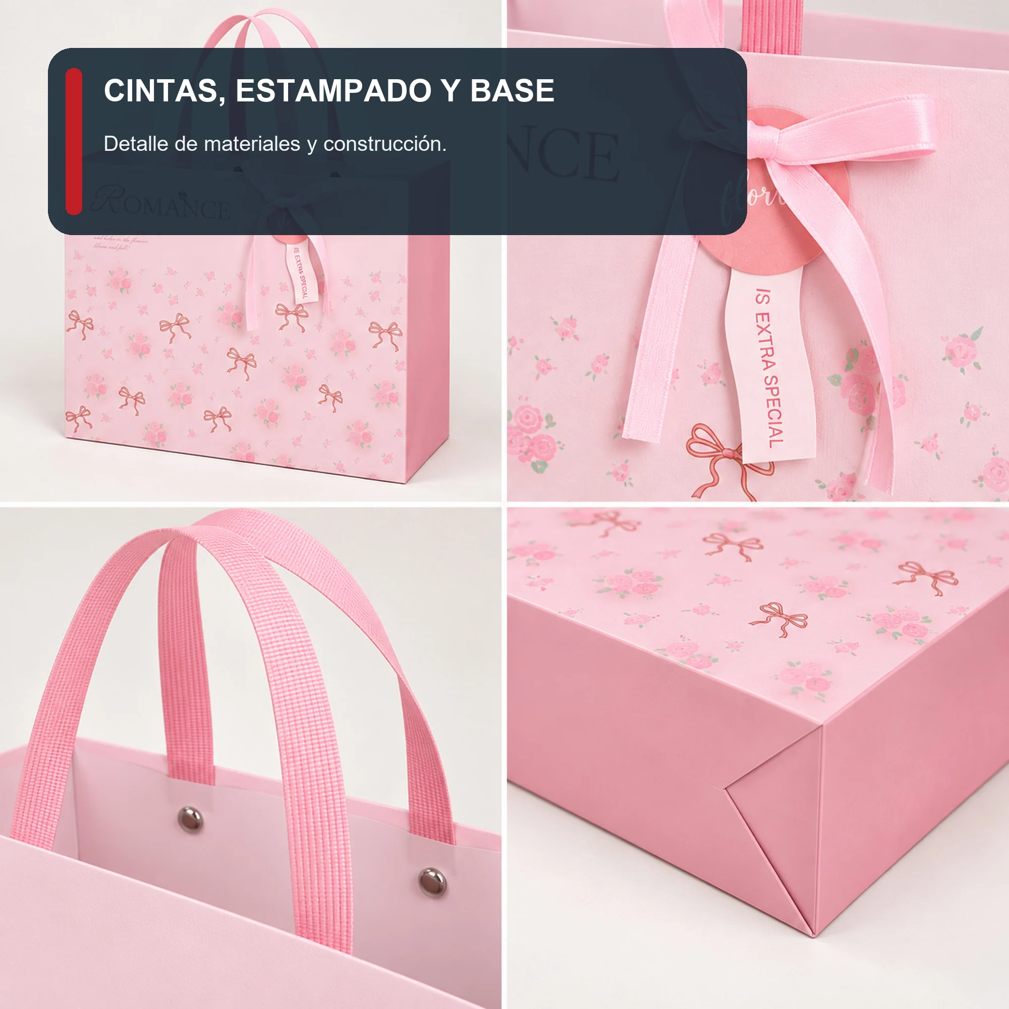 Bolsa de Regalo Rígida Romántica con Formato Extra Grande, 45 × 35 × 20 cm