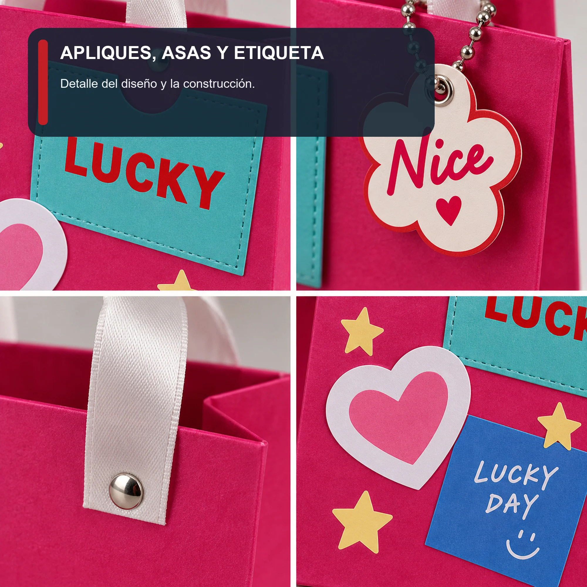 Bolsa de Regalo Rígida Lucky con Diseño Lucky Con Bolsillo, 26 × 32 × 12,5 cm