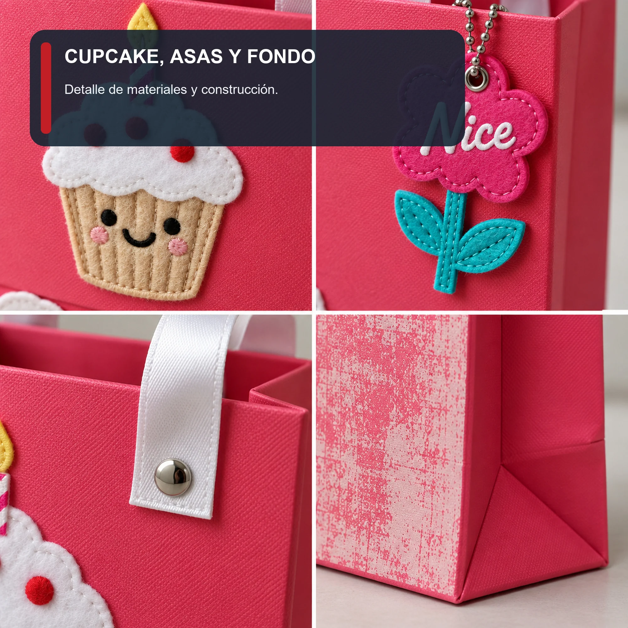 Bolsa de Regalo Rígida Profunda Con Cupcake con Formato Profundo Con Cupcake, 26 × 26 × 25 cm