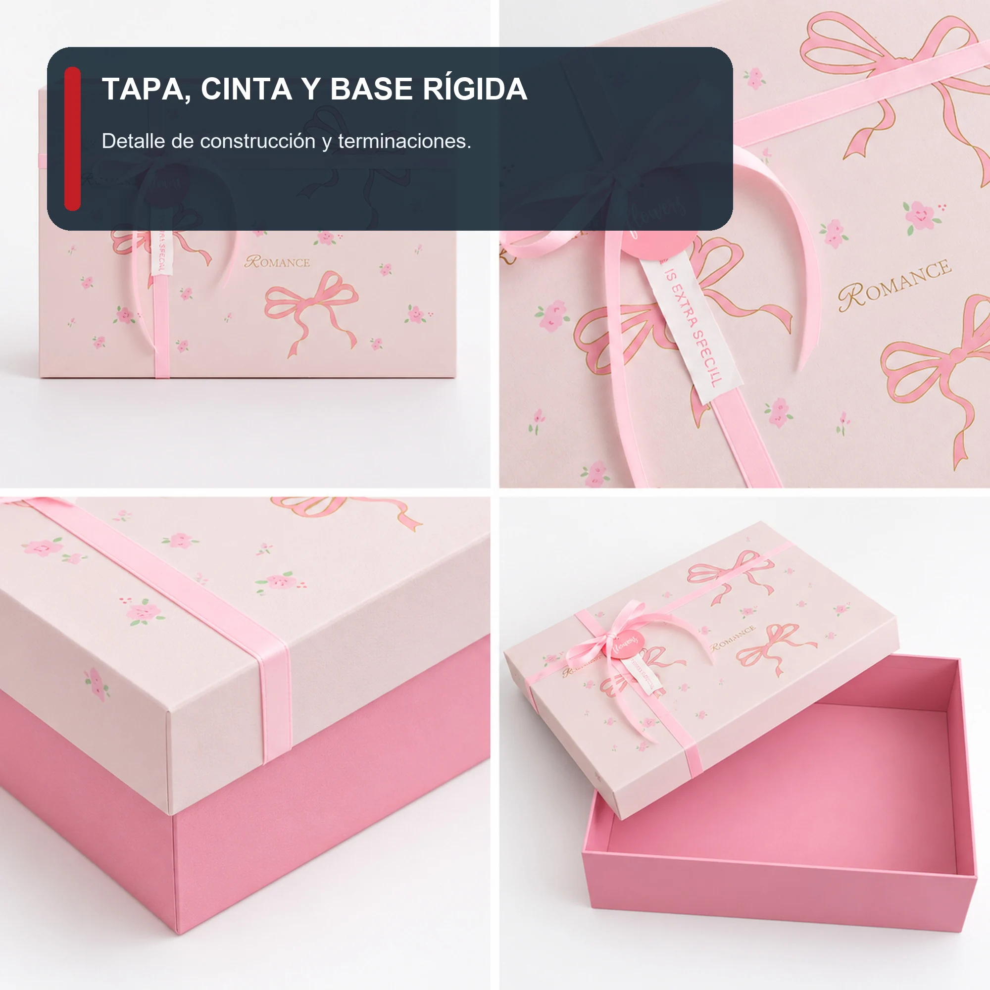 Caja de Regalo Rígida con Tapa y Cinta, 36,5 × 26 × 10,5 cm