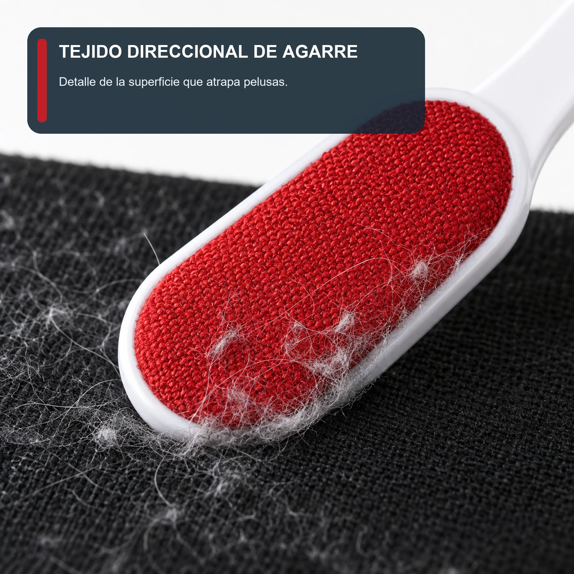 Cepillo Quitapelusas de Doble Cara, 25 cm, Blanco Con Caras Roja Y Negra