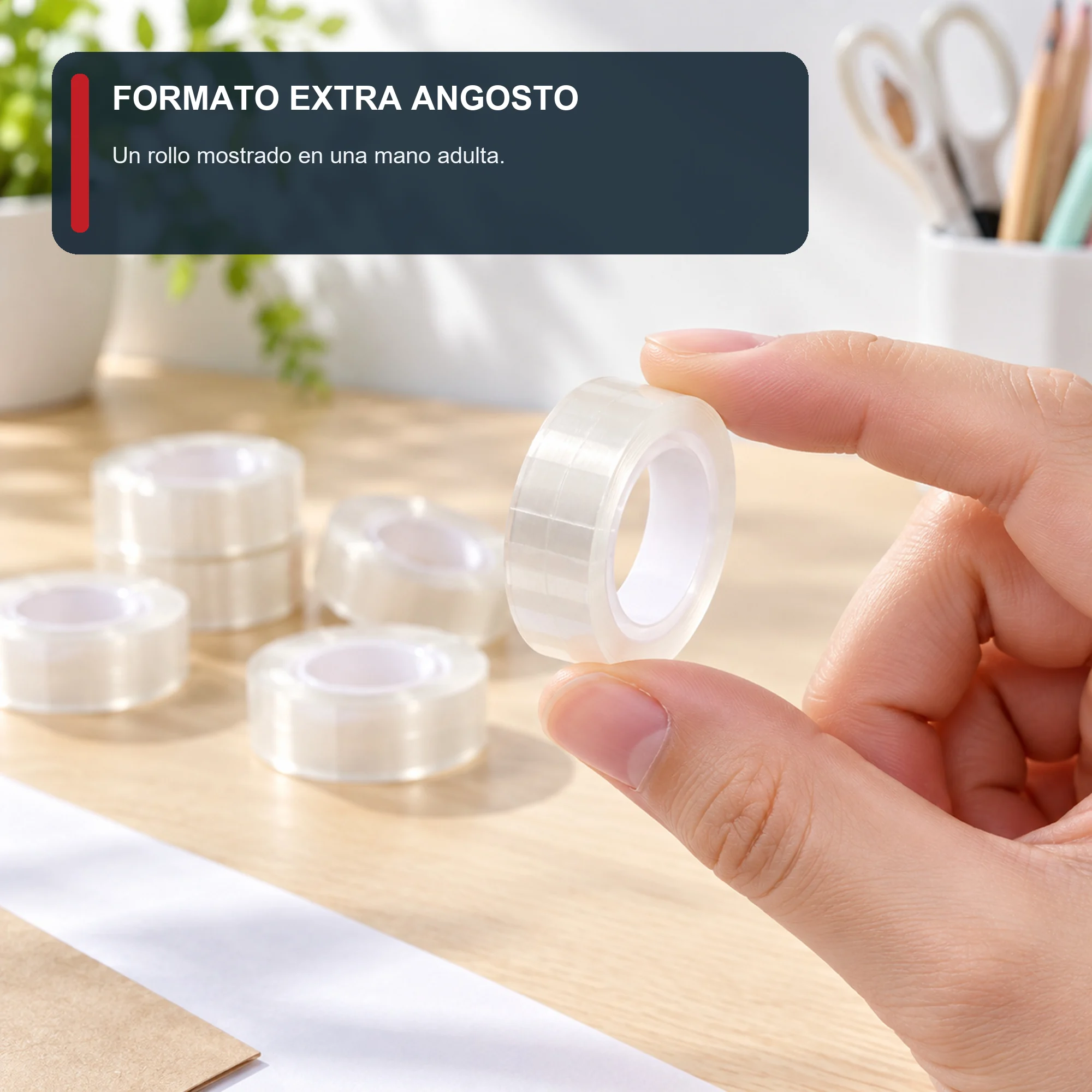 Cinta Adhesiva Transparente, 12 Rollos de 12 mm × 30 yd