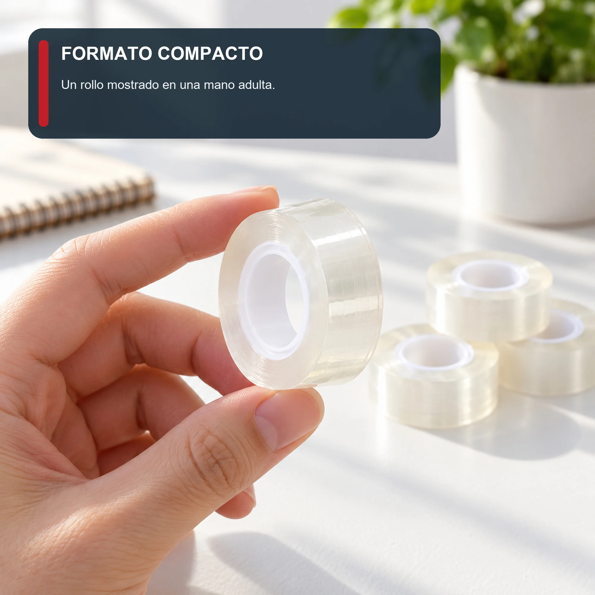 Cinta Adhesiva Transparente, 8 Rollos de 18 mm × 30 yd