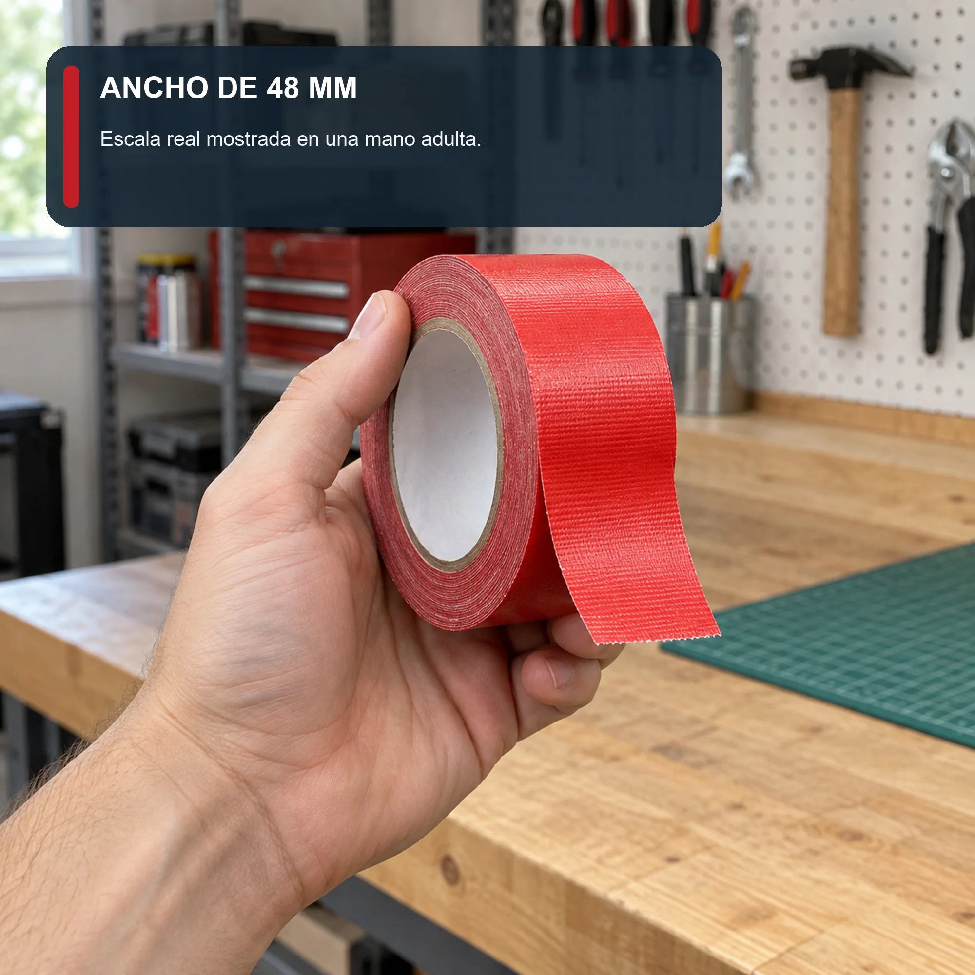 Cinta Americana de Tela Roja, 48 mm × 5 m