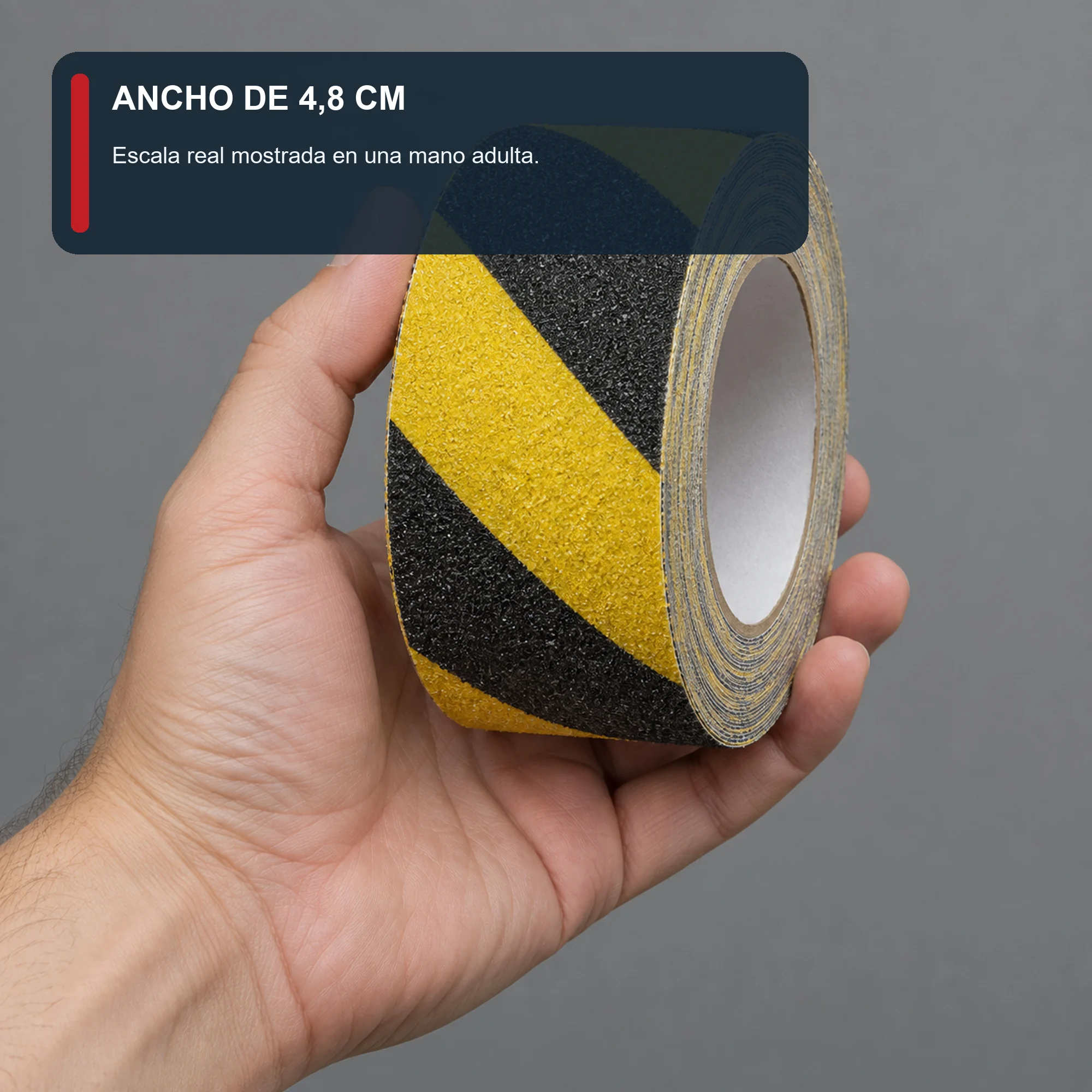 Cinta Antideslizante Abrasiva Amarillo/Negro, 48 mm × 5 m