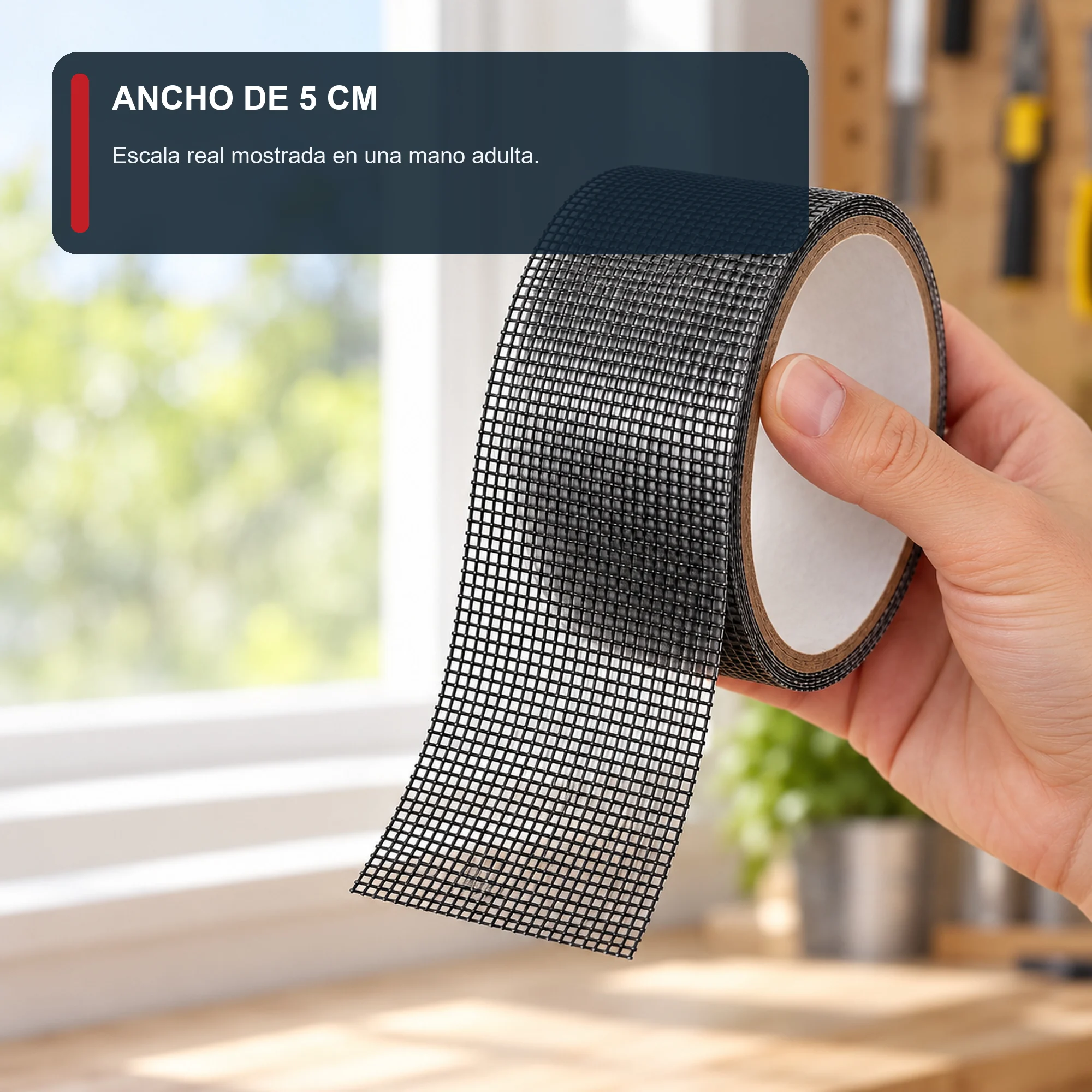 Cinta de Reparación para Mosquitero Negra, 50 mm × 2 m