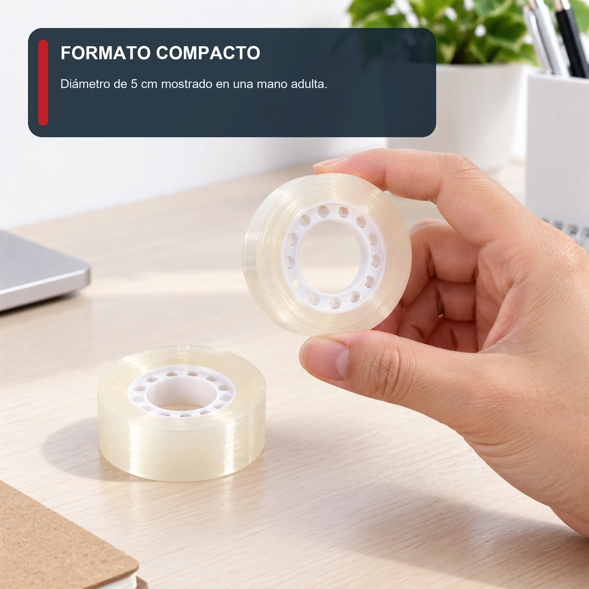 Cinta Adhesiva Transparente, 2 Rollos de 18 mm × 30 m