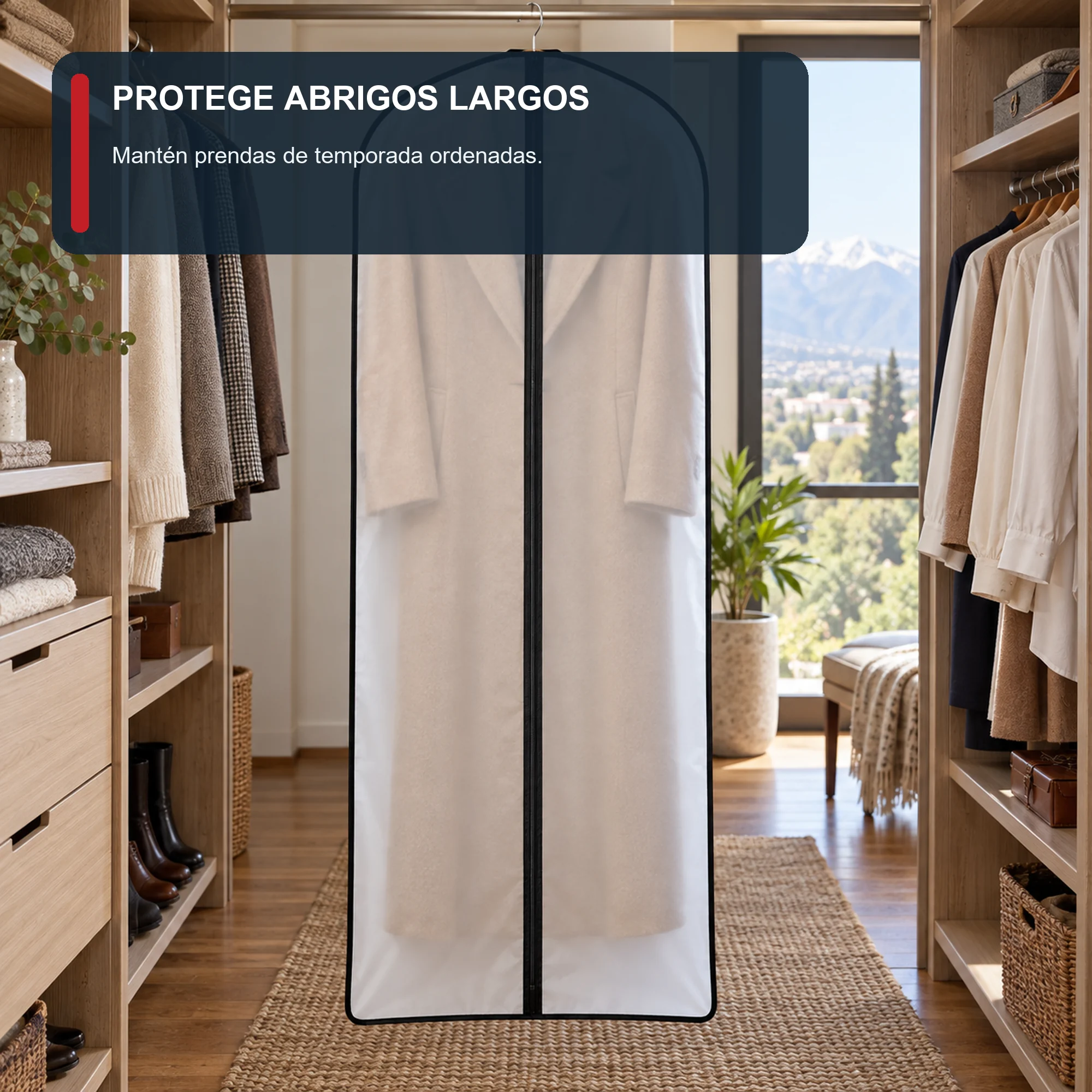 Funda larga para vestido y abrigo de PEVA con Cierre, 60 × 137 cm, 1 Unidad