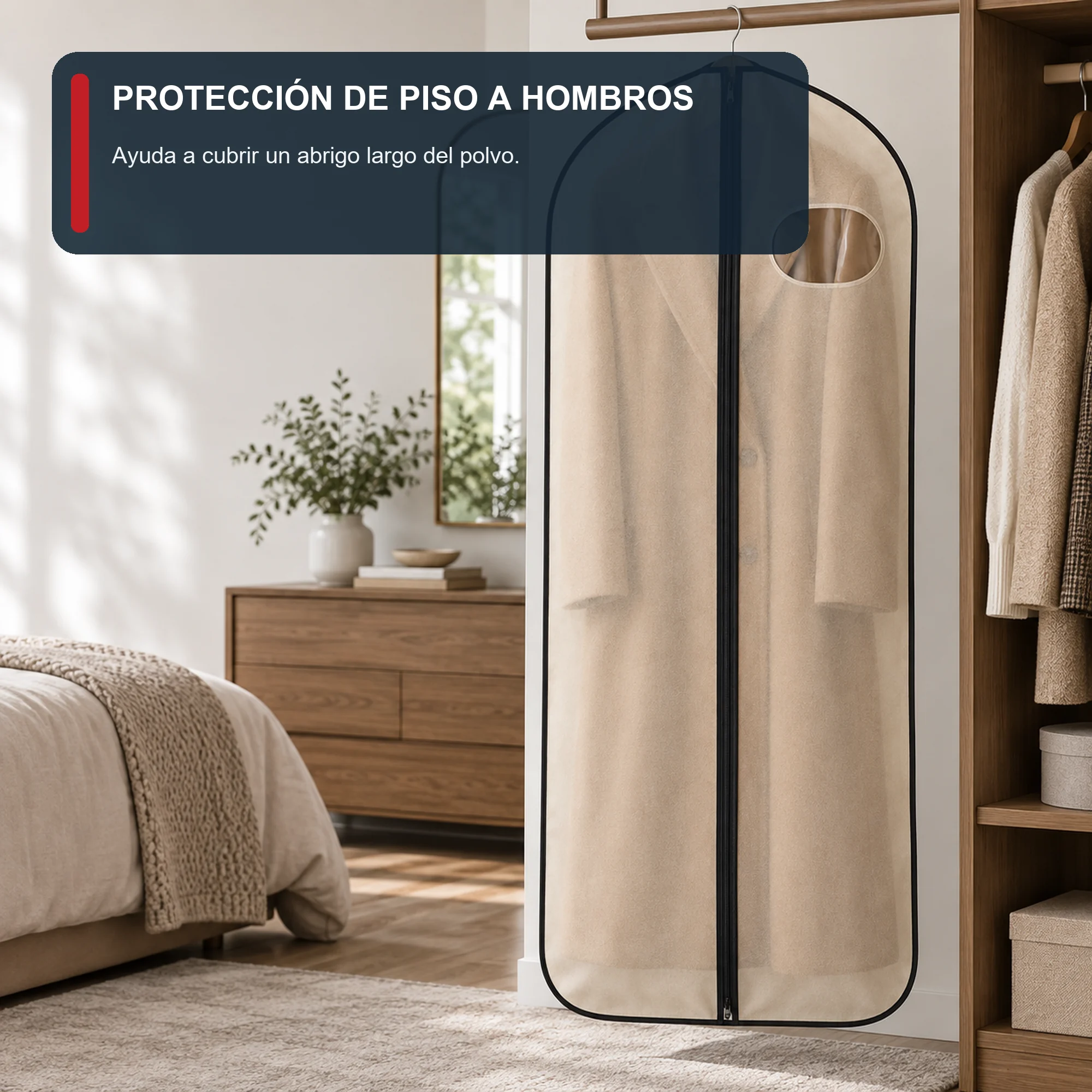 Funda Larga para Vestido o Abrigo de Tela No Tejida, 60 × 137 cm, 1 Unidad