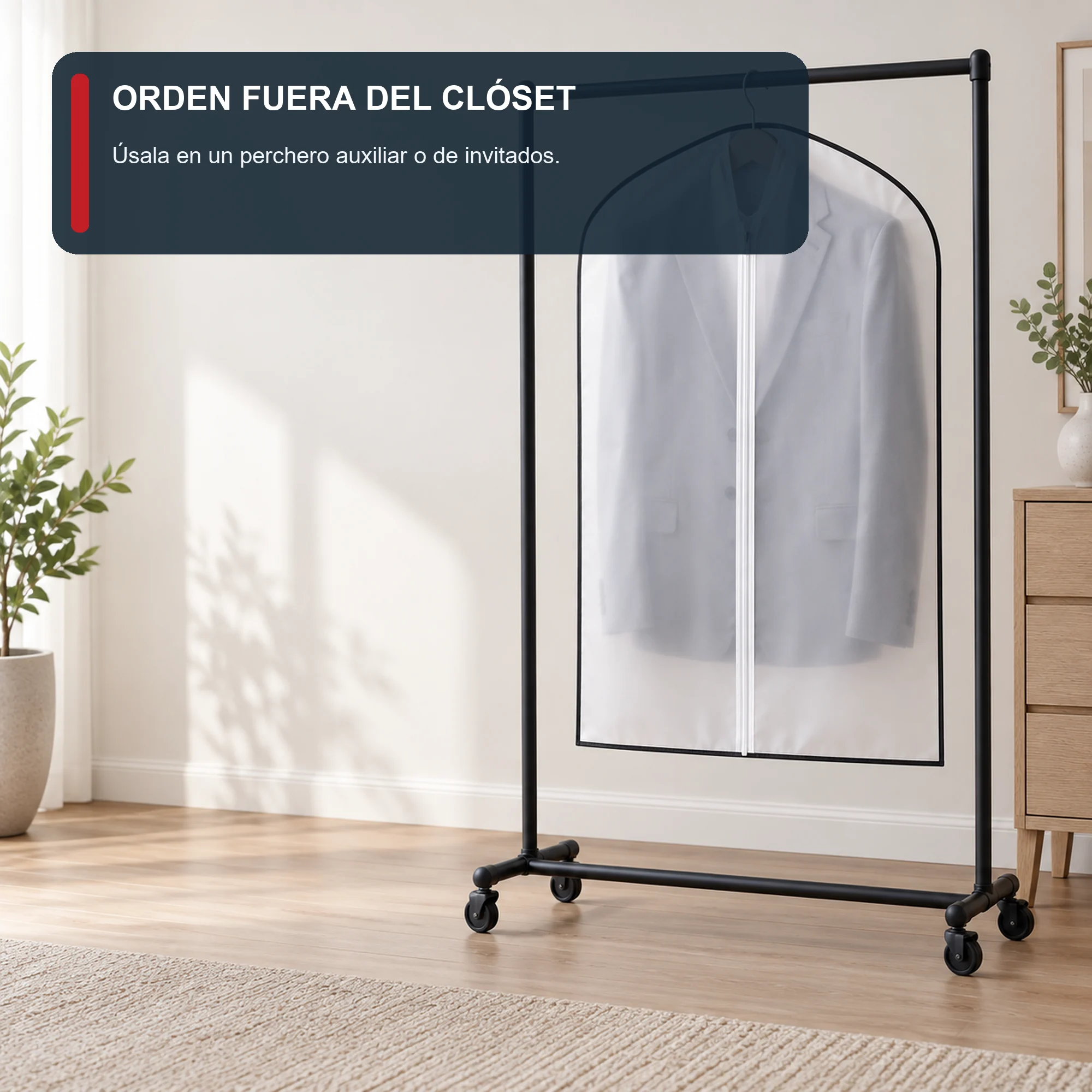 Funda para Traje de PEVA con Cierre, 60 × 100 cm, 1 Funda