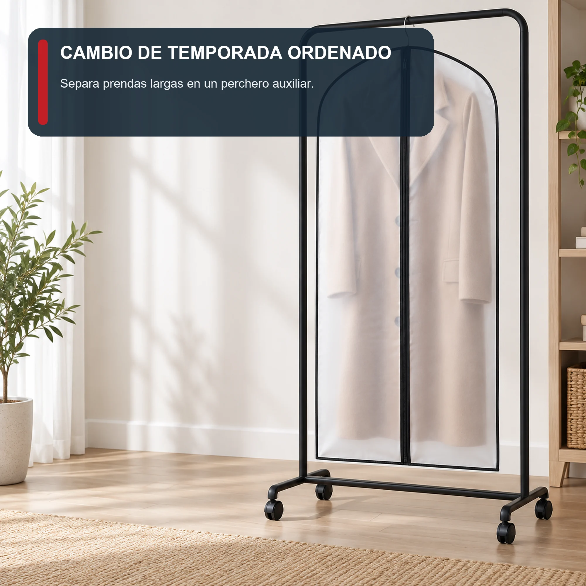Funda para Traje de PEVA con Cierre, 60 × 120 cm, 1 Funda
