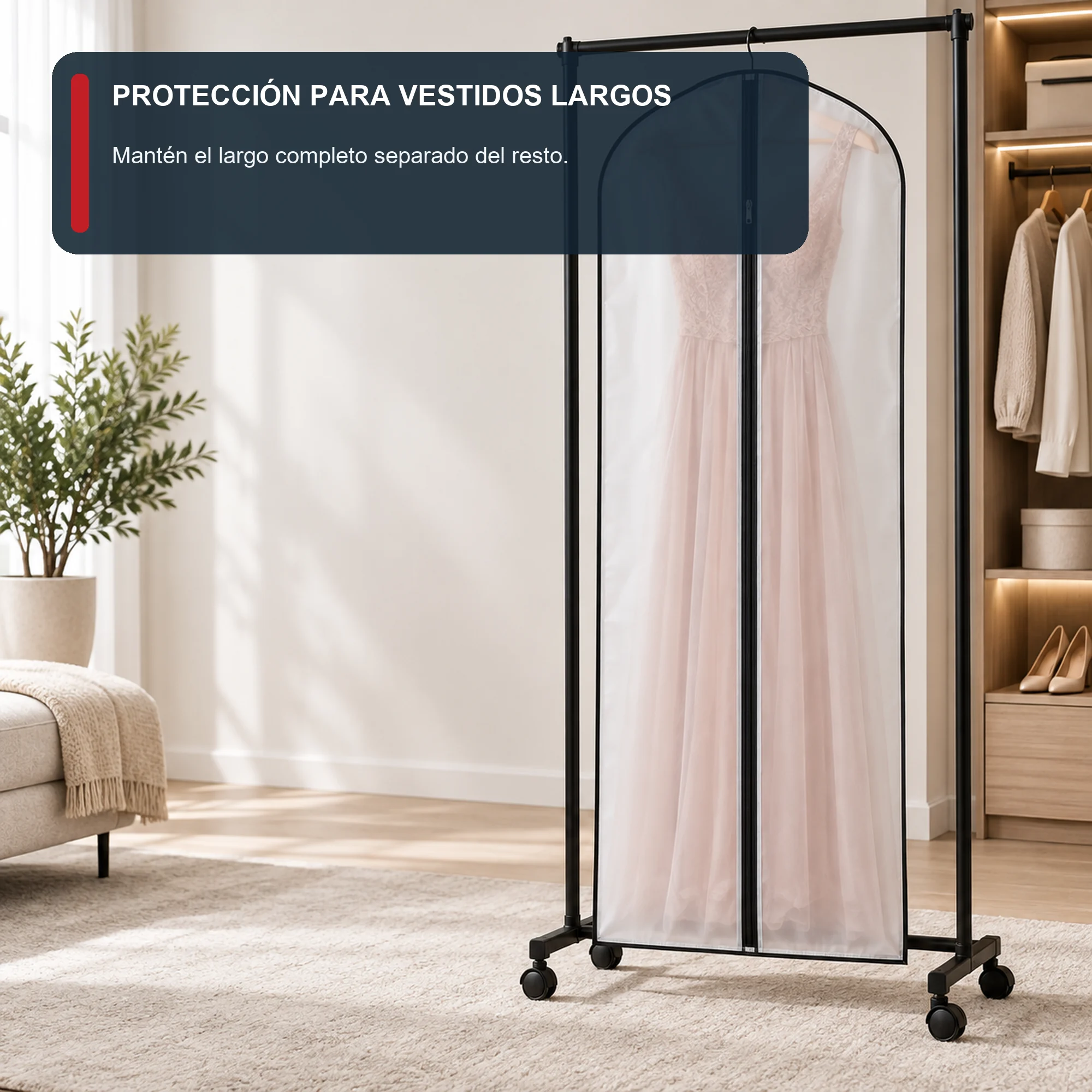 Funda para Traje de PEVA con Cierre, 60 × 140 cm, 1 Funda