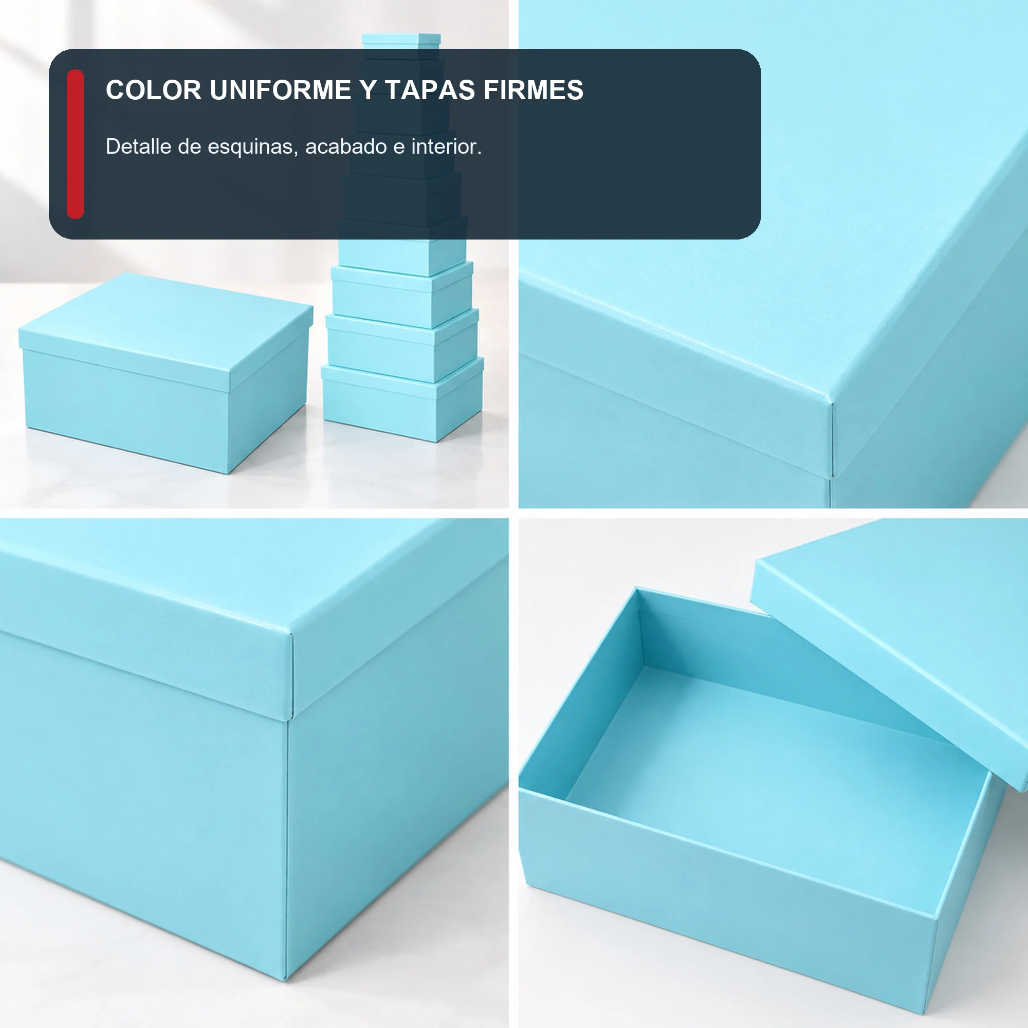 Juego de 10 Cajas de Regalo Juego Rectangular Celeste Turquesa, Tamaños Surtidos