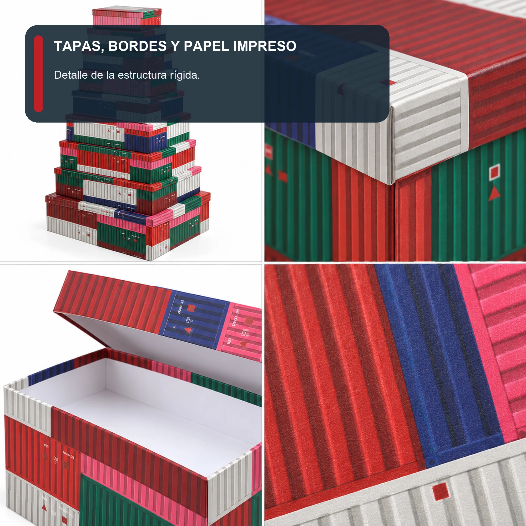 Juego de 10 Cajas de Regalo Juego Rectangular Diseño Contenedores, Tamaños Surtidos