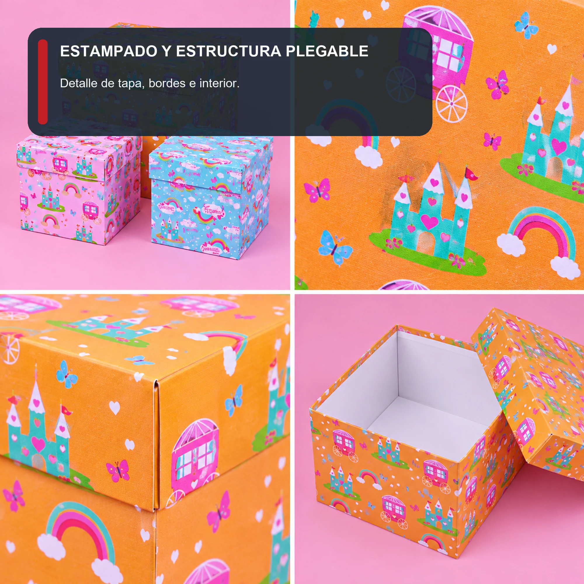 Juego de 3 Cajas de Regalo Juego De Cajas Infantiles De Princesas, Tres Tamaños