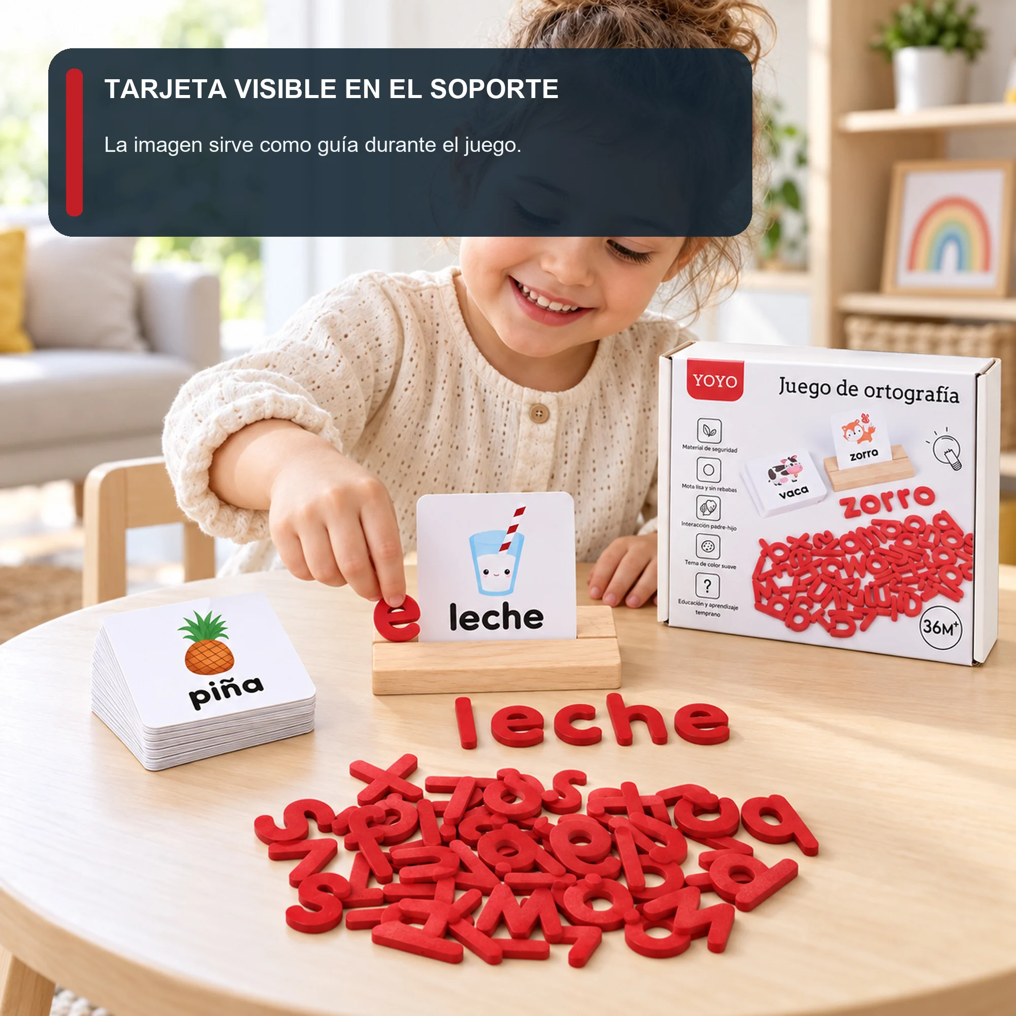 Juego de Ortografía en Español con Letras y Tarjetas