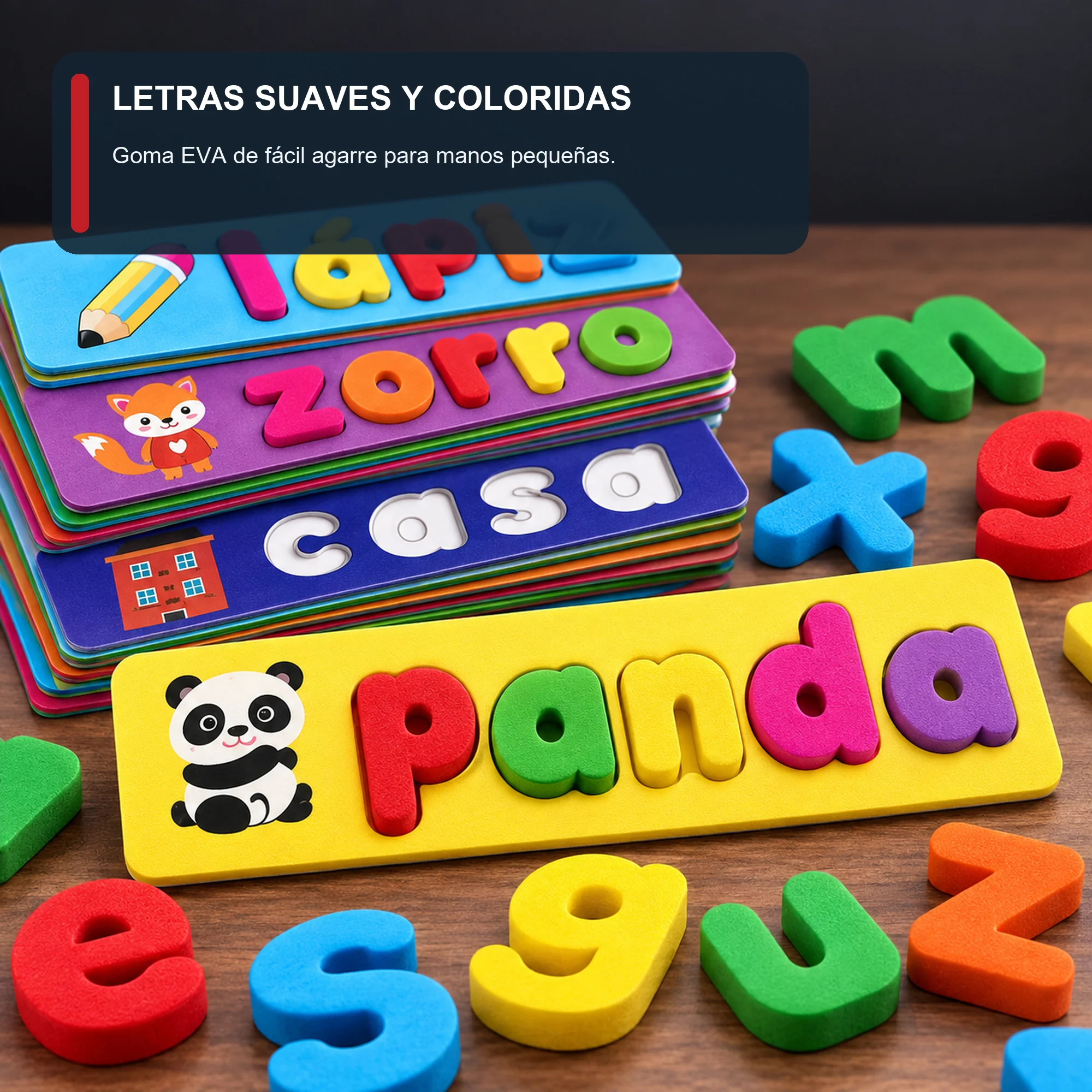Juego de Ortografía en Español con Tarjetas y Letras EVA, 3+ años