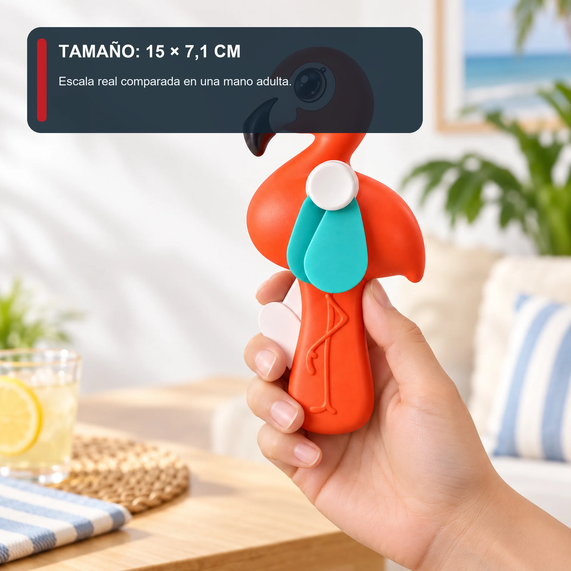 Mini Ventilador Manual Flamenco, 15 × 7,1 cm, Color Surtido
