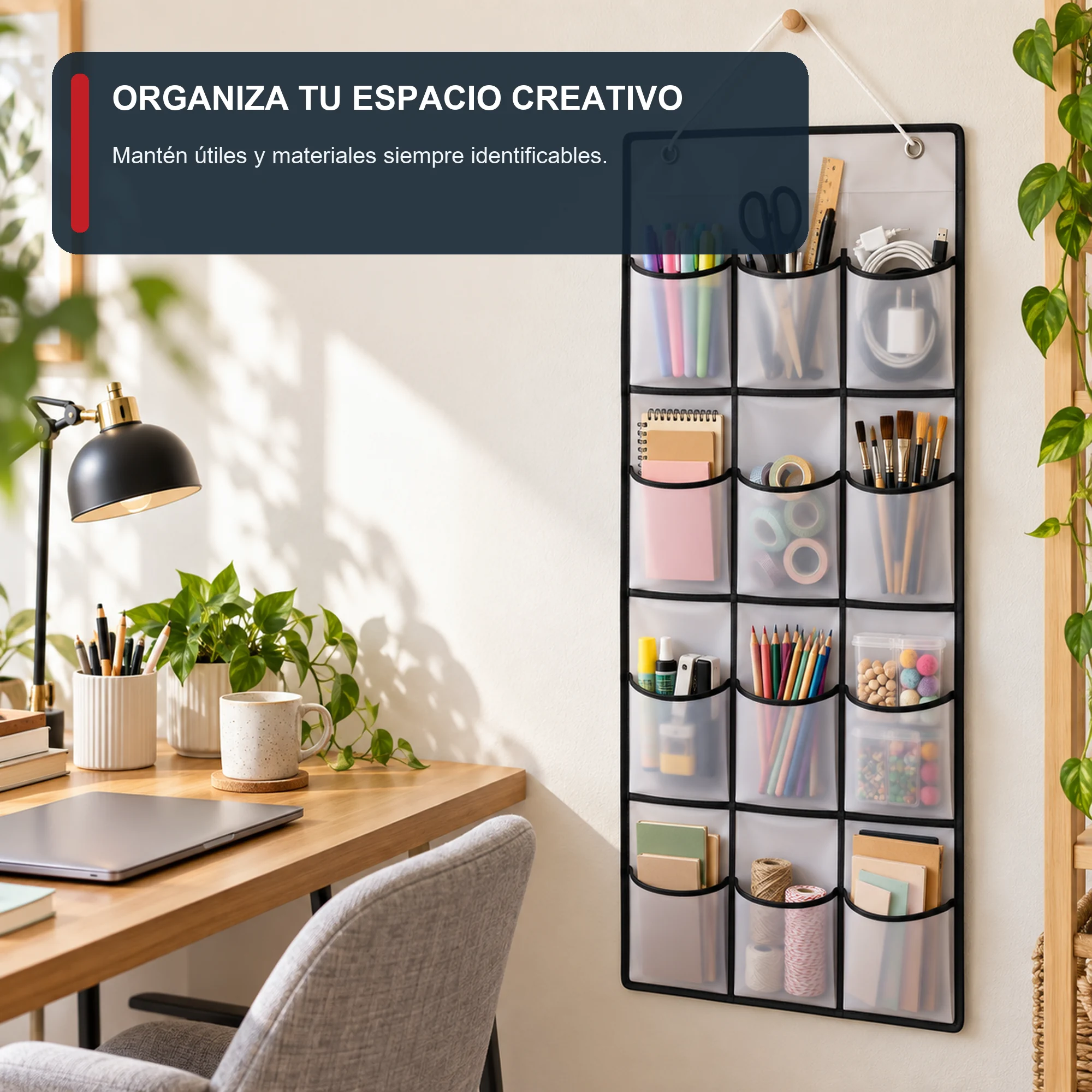 Organizador Colgante de 12 Bolsillos de PEVA y PP, 40 × 90 cm, 1 Unidad