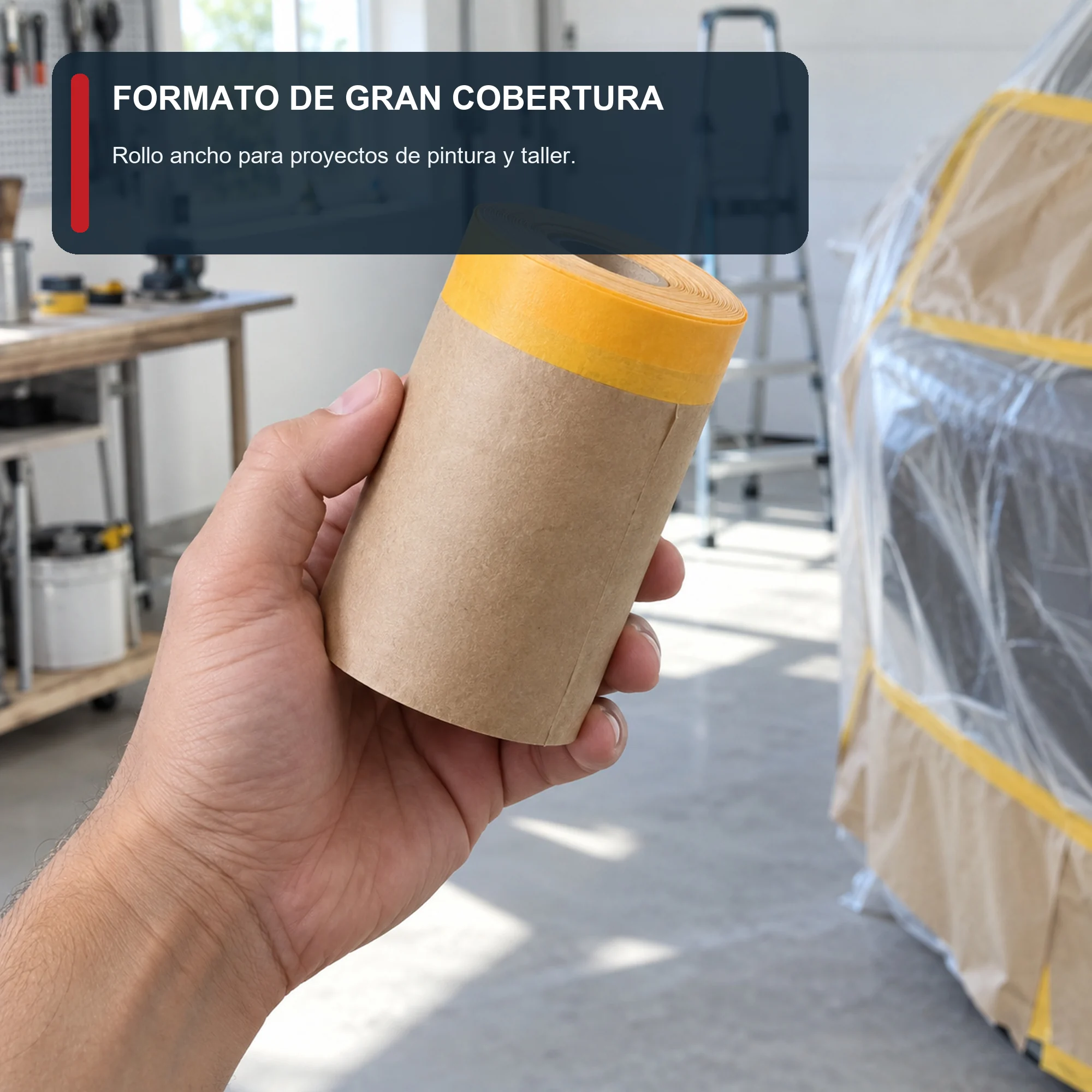 Papel Kraft de Enmascarar con Cinta, 300 mm × 20 m