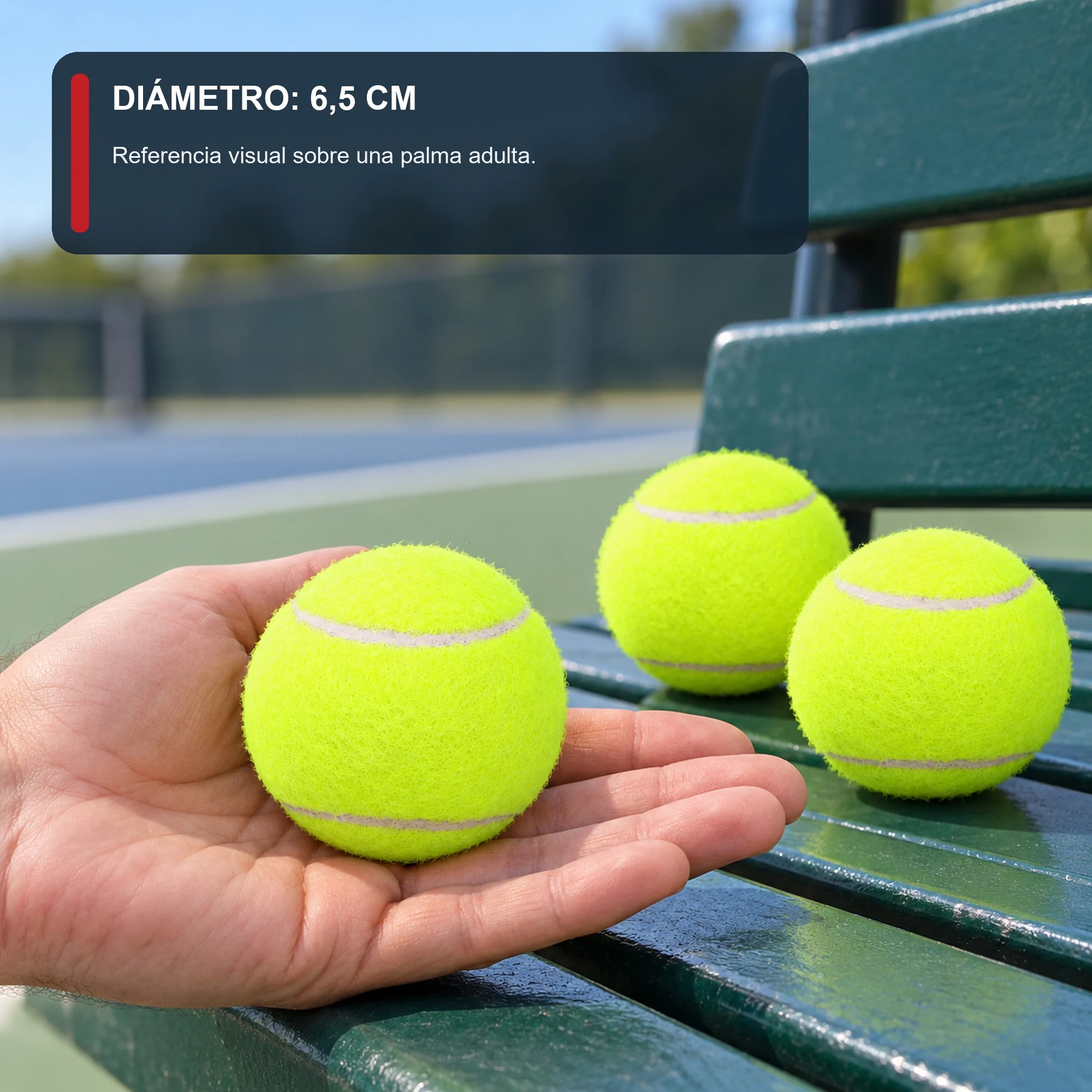 Pelotas de Tenis de Fieltro, 6,5 cm, Pack de 3