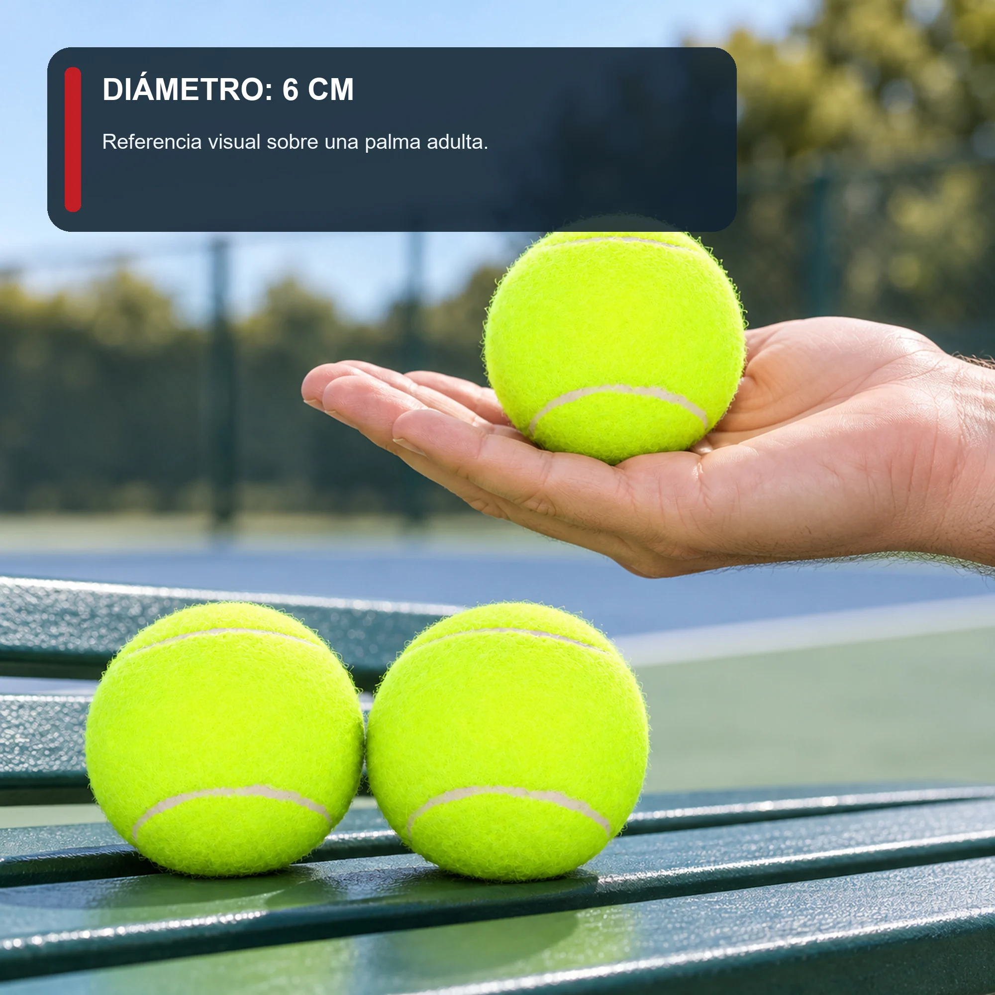 Pelotas de Tenis de Fieltro, 6 cm, Pack de 3