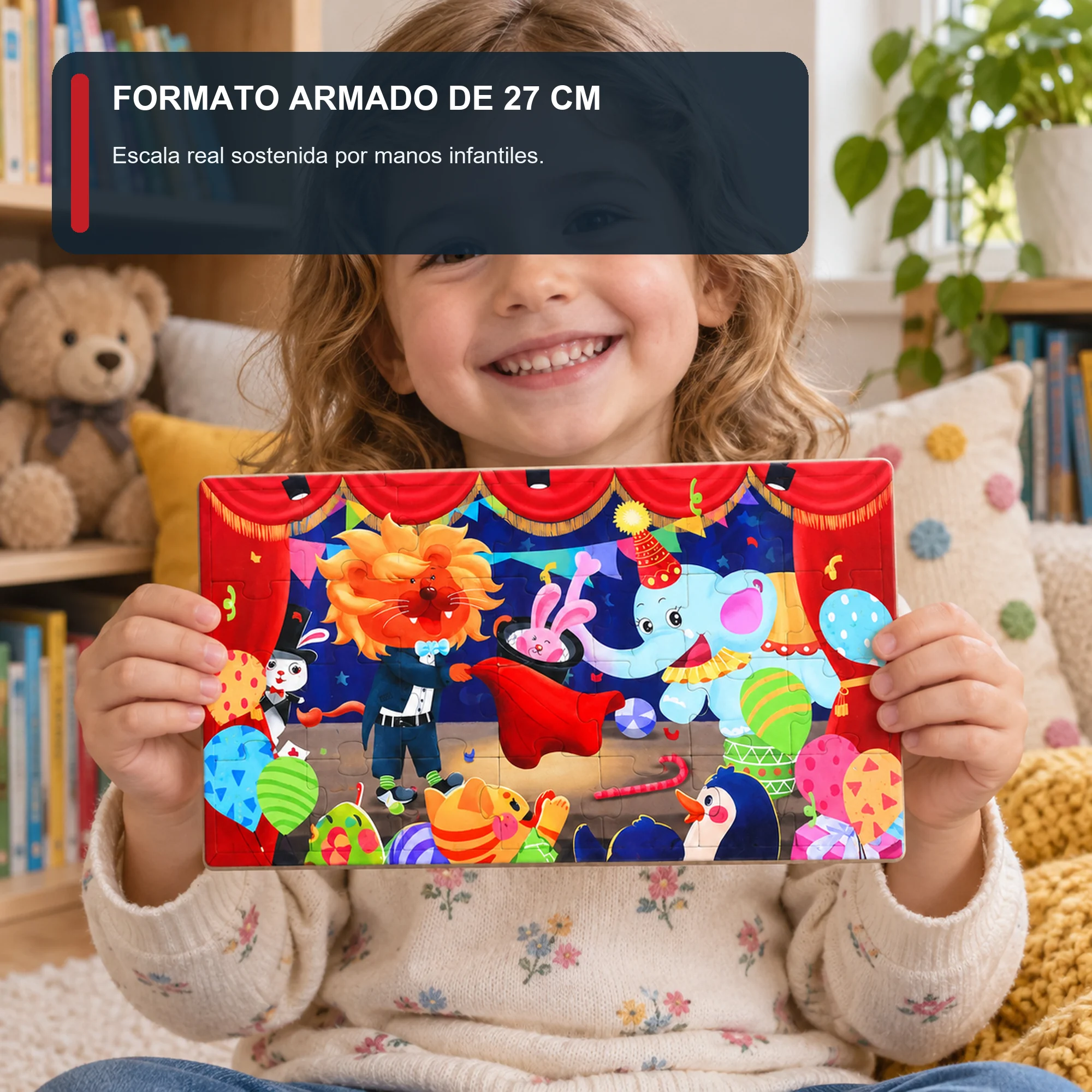 Puzzle Infantil de 28 Piezas con Show de Circo, 27 × 15,5 cm