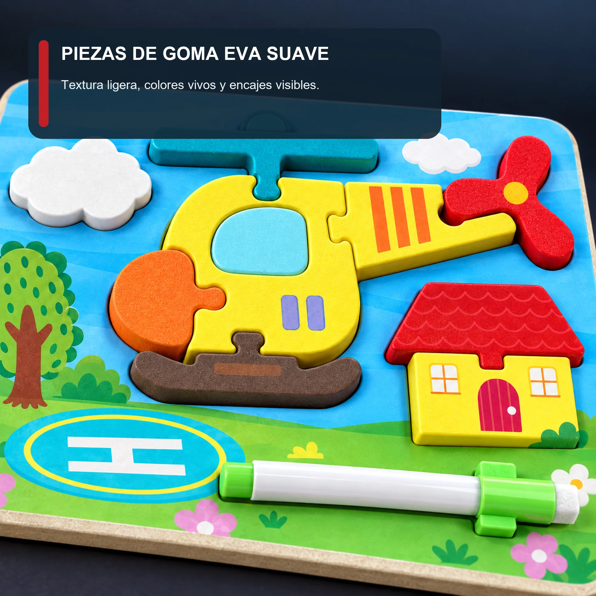 Puzzle Infantil de Goma EVA con Pizarra y Marcador, 22,3 × 18 cm