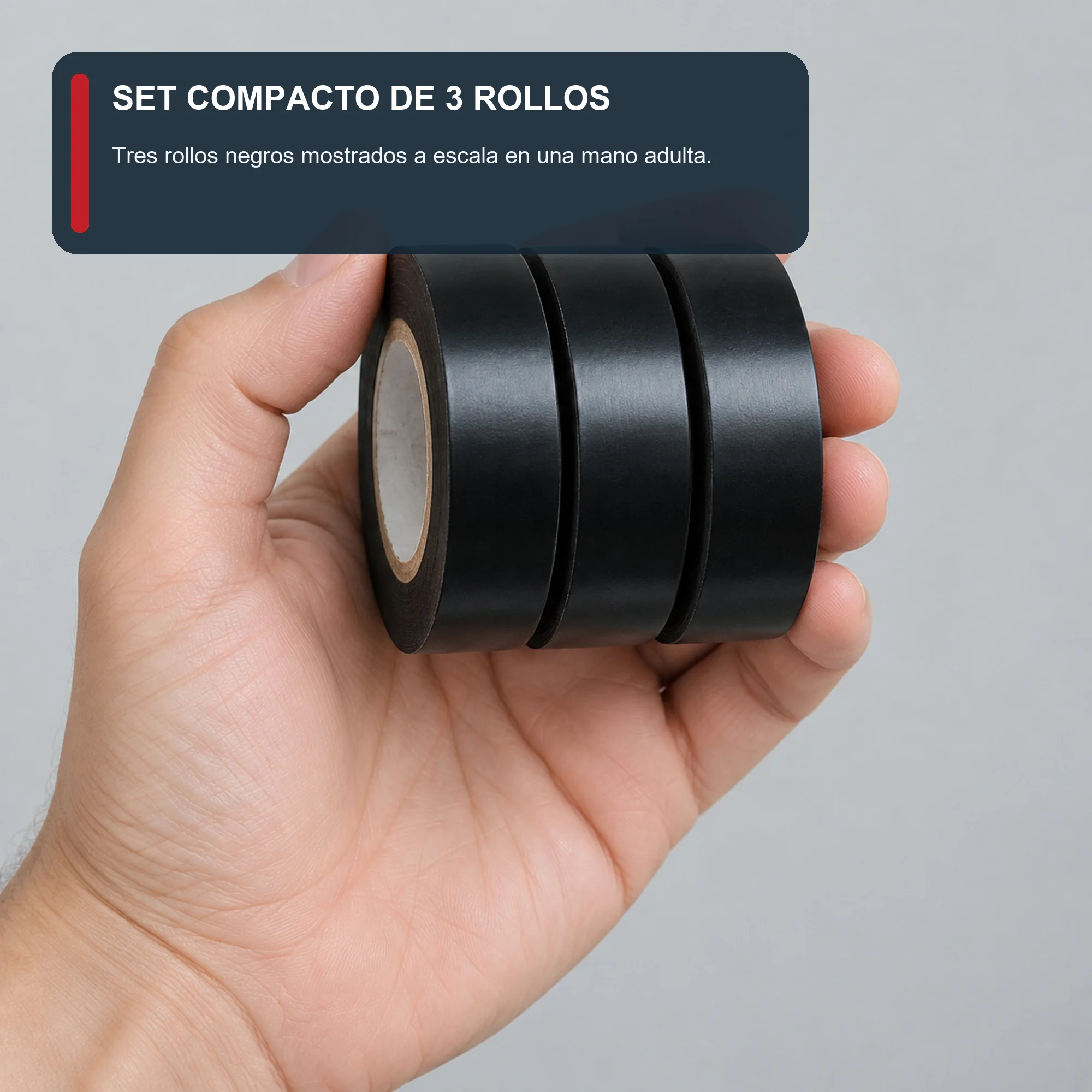 Set de 3 Cintas Aisladoras PVC Negras, 19 mm × Aprox. 6 m