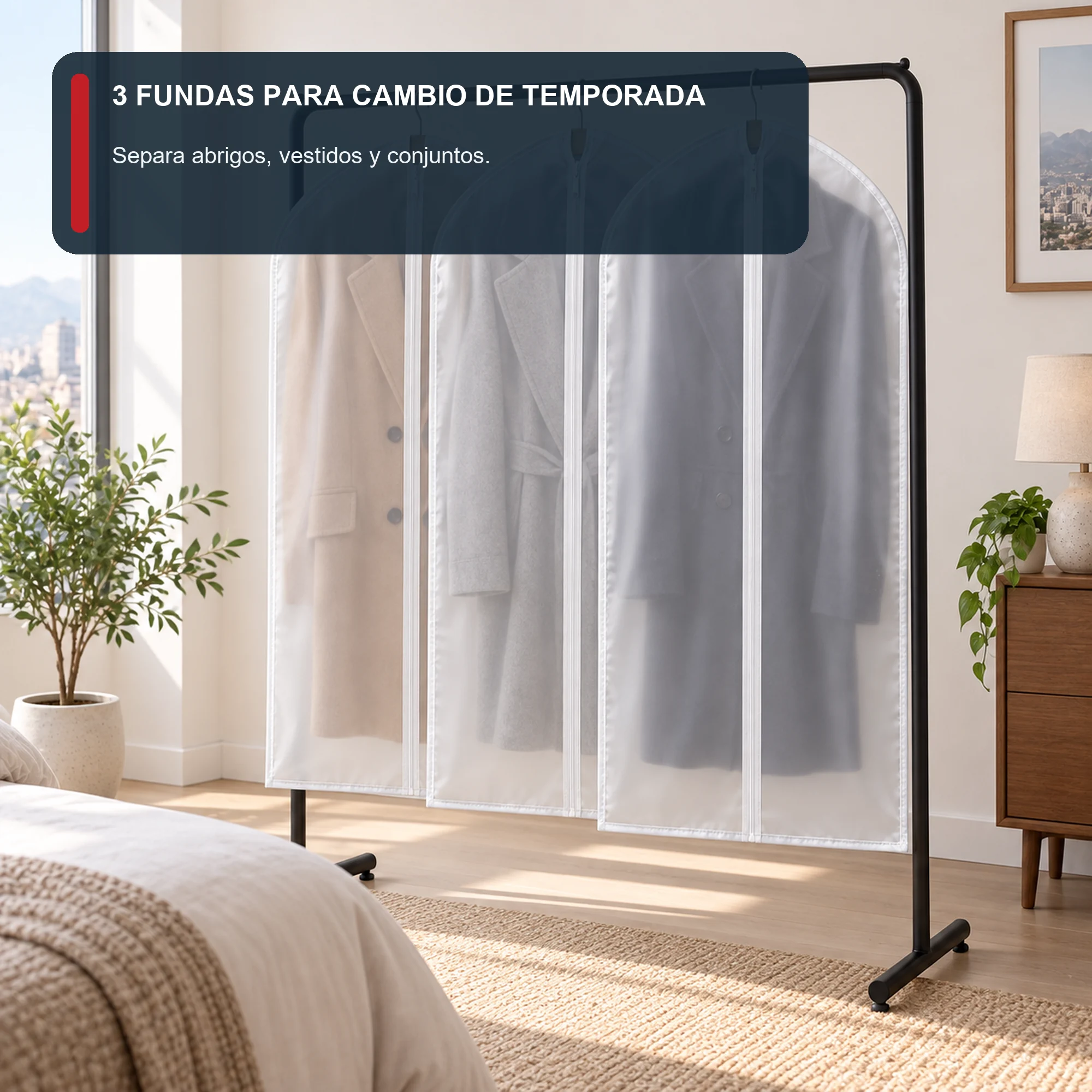 Set de 3 Fundas para Traje de PEVA con Cierre, 60 × 120 cm, 3 Fundas